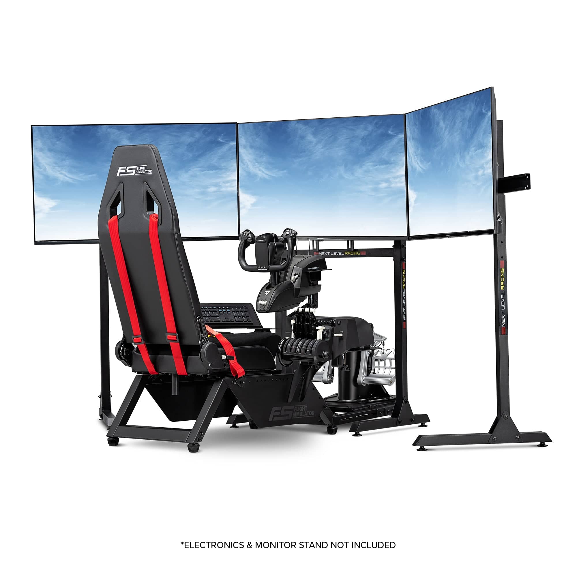 Next Level Racing Flight Simulator Cockpit with adjustable chassis and realistic cockpit design for immersive flight simulation.