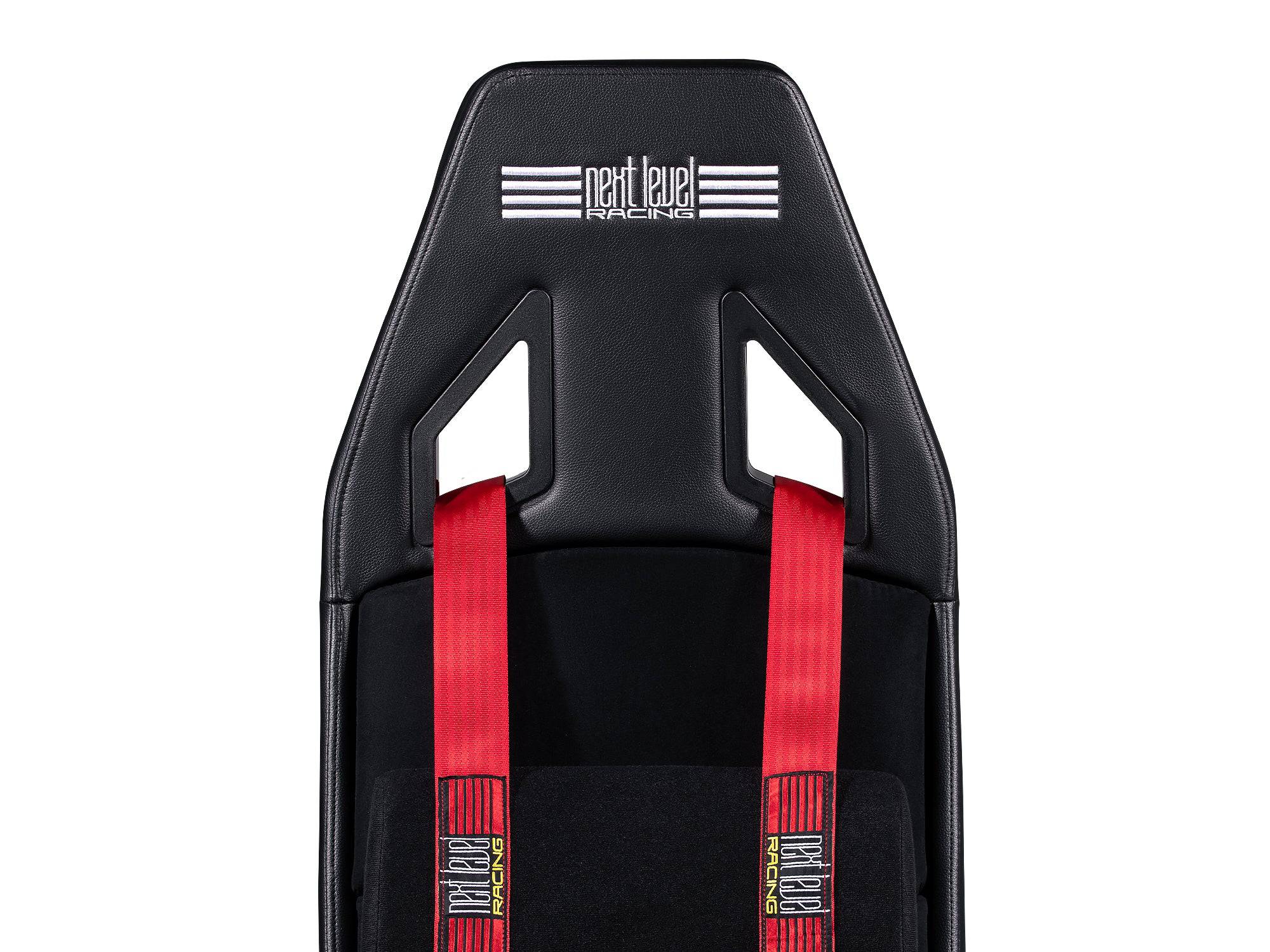 Next Level Racing flight simulator seat with racing seat design, adjustable headrest, and sturdy chassis for immersive flight gaming.