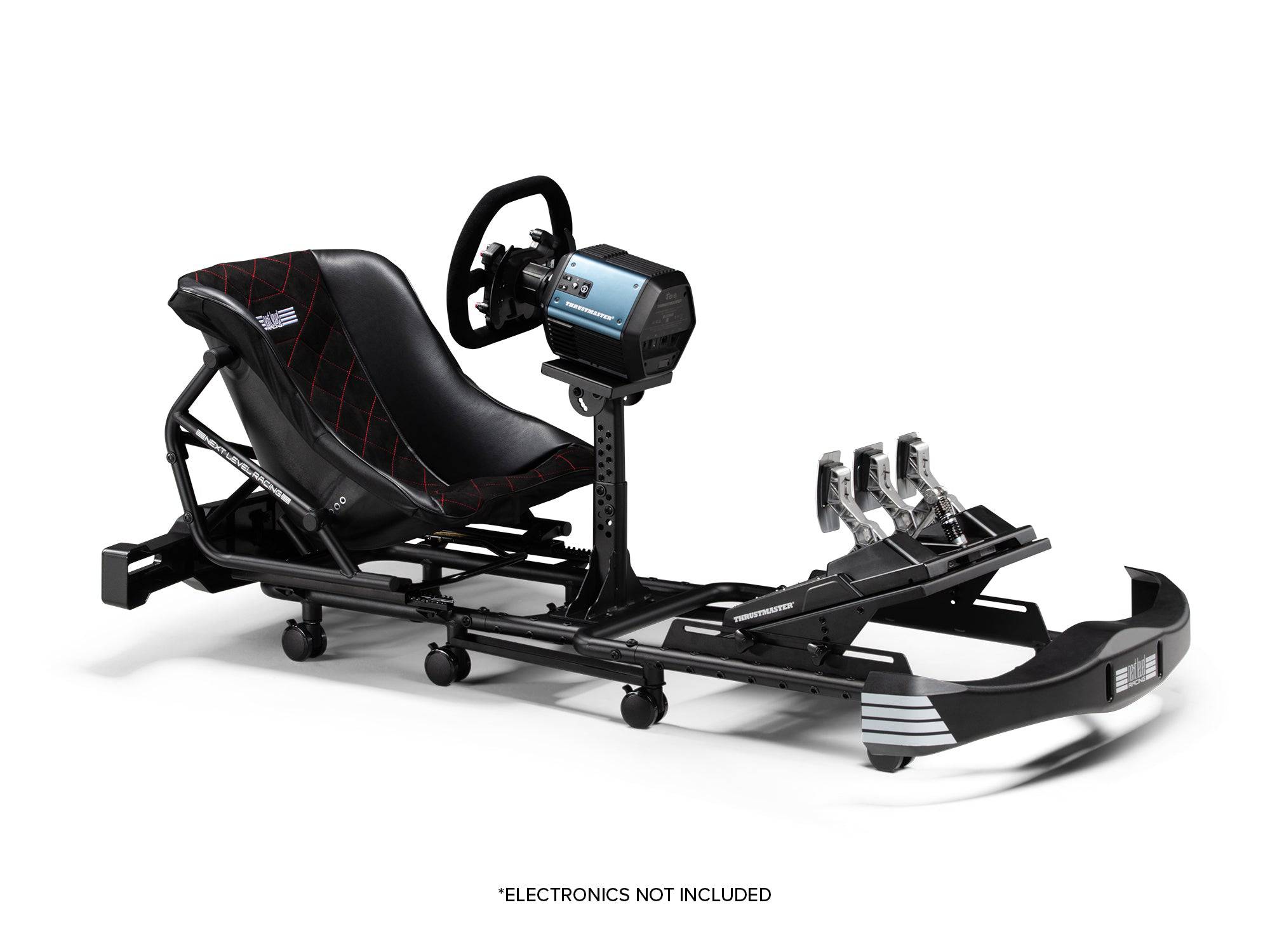 Next Level Racing Go Kart Plus simulator cockpit for go-kart racing, featuring a sturdy frame and realistic racing experience.