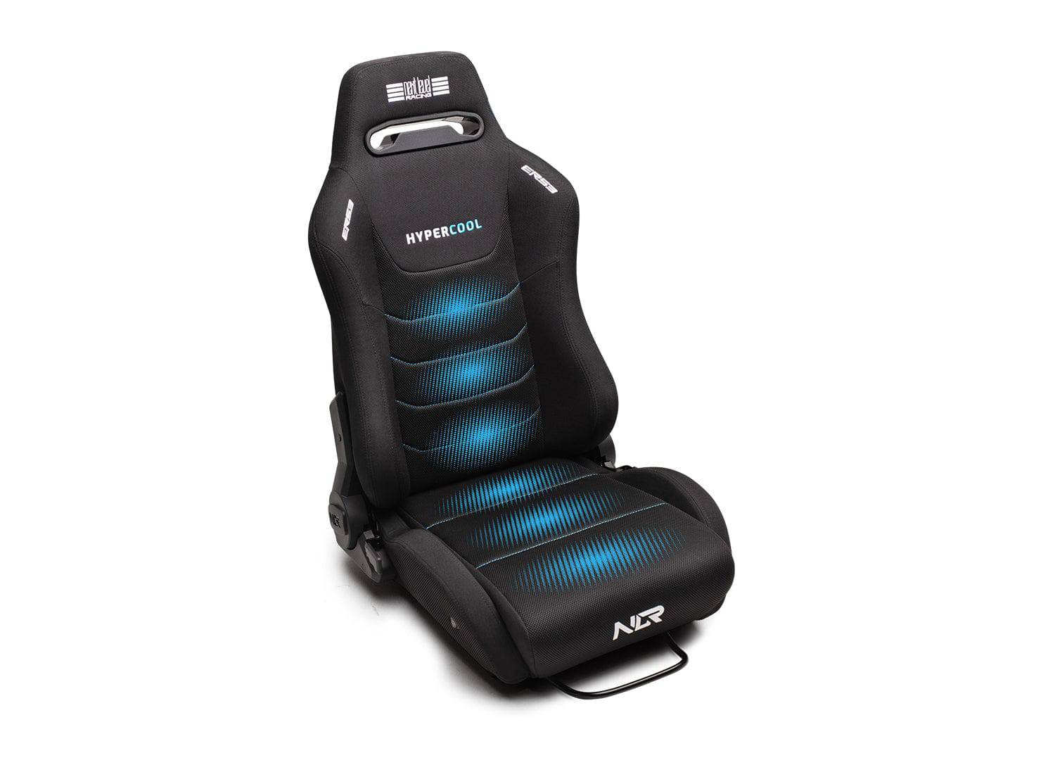 Next Level Racing ERS3 Hypercool ventilated sim racing seat with adjustable headrest and side bolsters for immersive gaming comfort