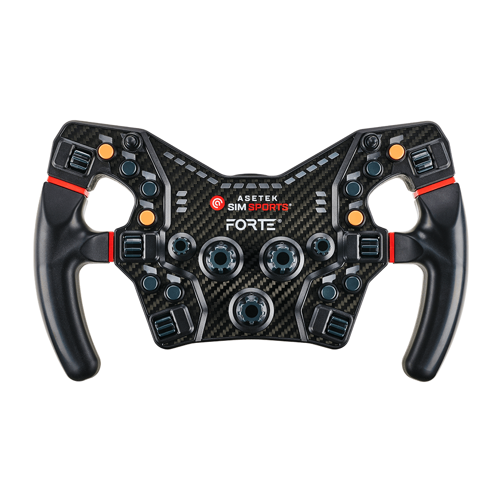 Asetek SimSports steering wheel button color kit with red cushions for wheel rim accessories, no background.