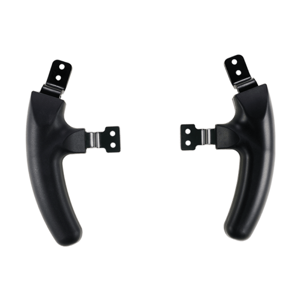 Asetek SimSports Formula regular handles for wheel rim accessories, shown with black finish and ergonomic design on a white background.