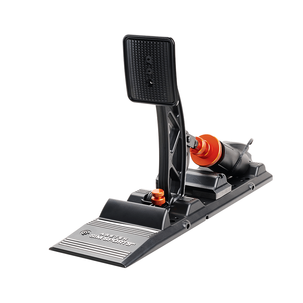 Asetek SimSports Forte S Series brake and throttle pedals in white, front-left view, showing detailed pedal surfaces and branding.