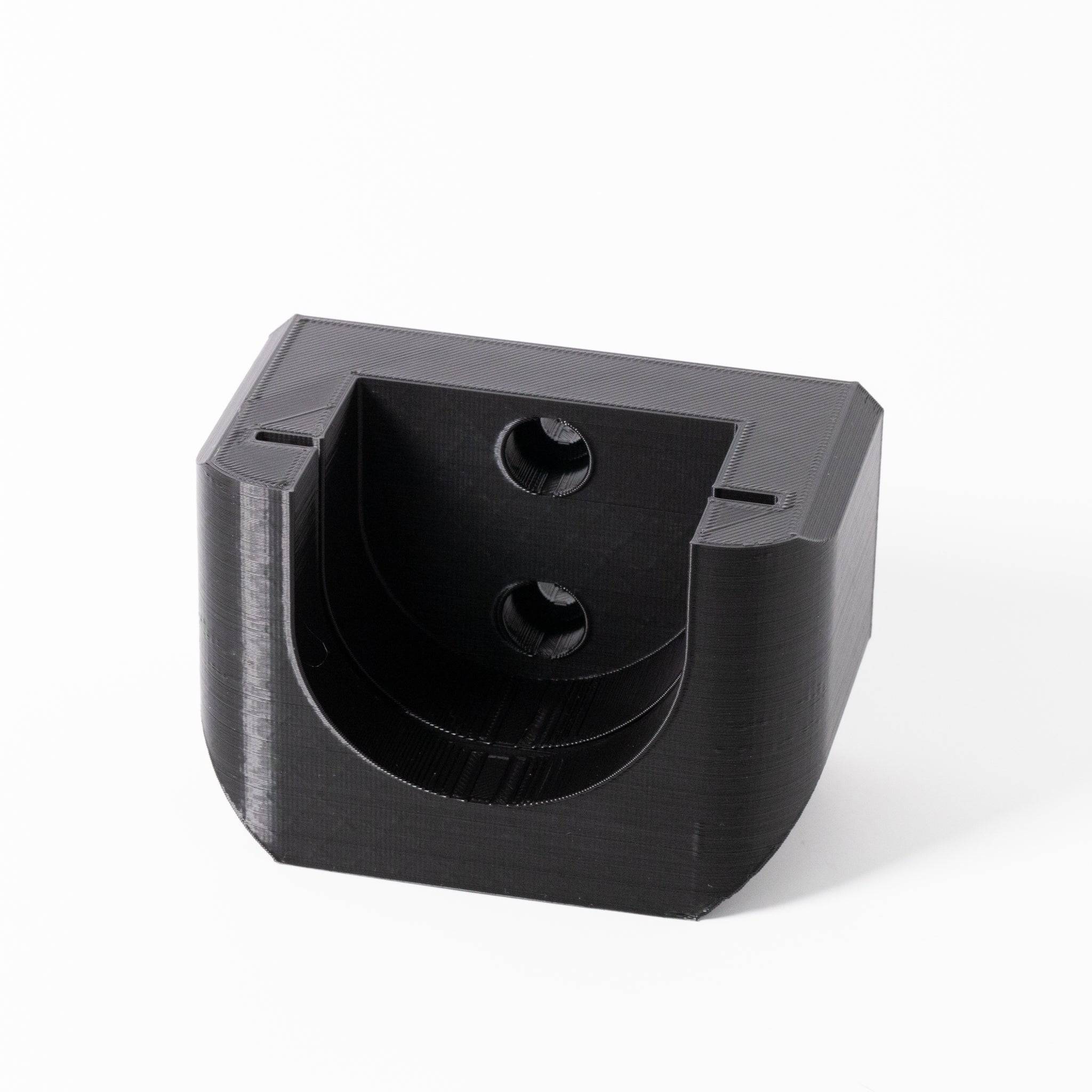 Vertical drop-in wheel mount for Fanatec quick release by SimSportGadget, showing sleek black profile with secure attachment points.