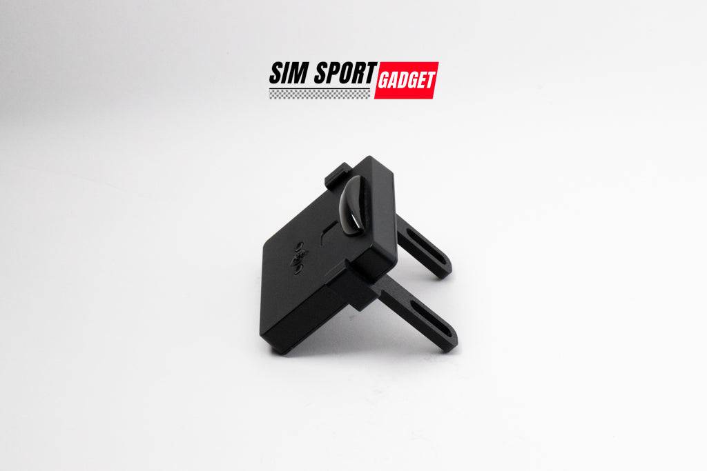 SimSportGadget Drive Hub Mount accessory for Fanatec wheel bases, white logo design, sturdy mounting solution for sim racing setups.