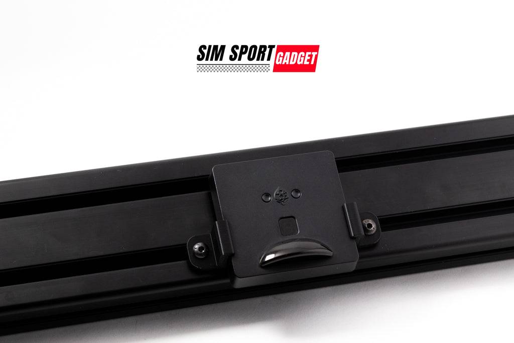 White logo of SimSportGadget Drive Hub Mount accessory for Profile Sim Racing Rig, designed for secure attachment.