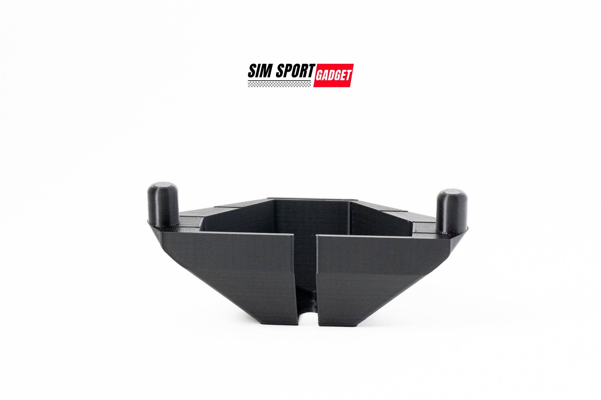 SimSportGadget Fanatec CSL DD back cable protector mounted on accessories mount with white logo visible in the image.