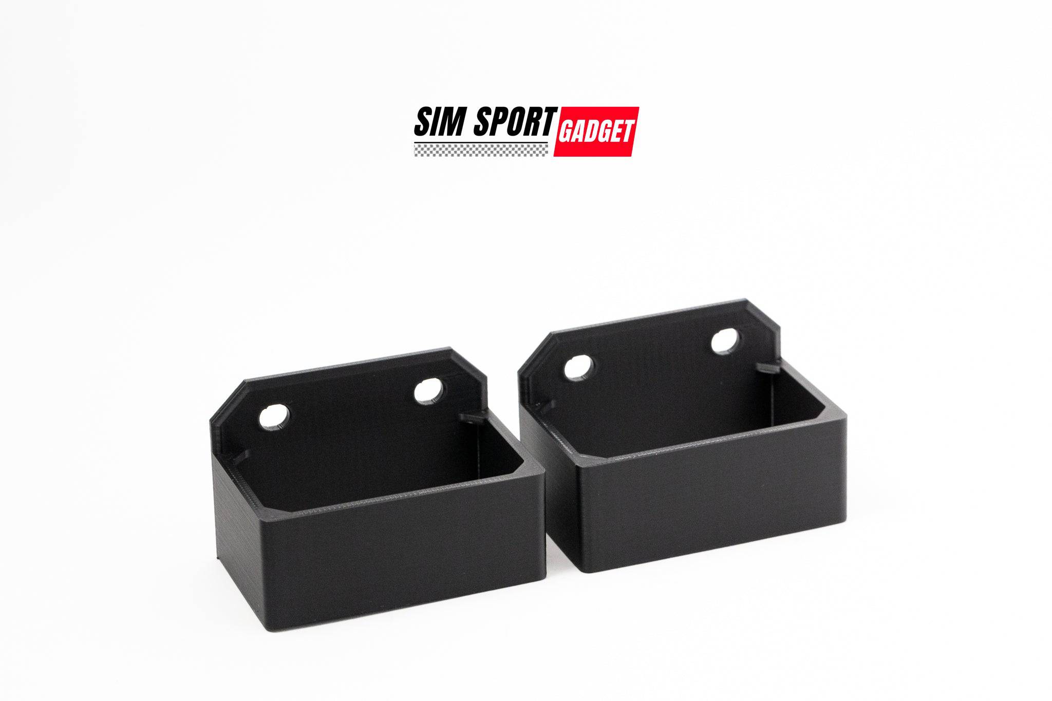 SimSportGadget 5NM Power Supply Bracket for Fanatec CSL DD and DD Pro racing wheel setups, white bracket with logo.