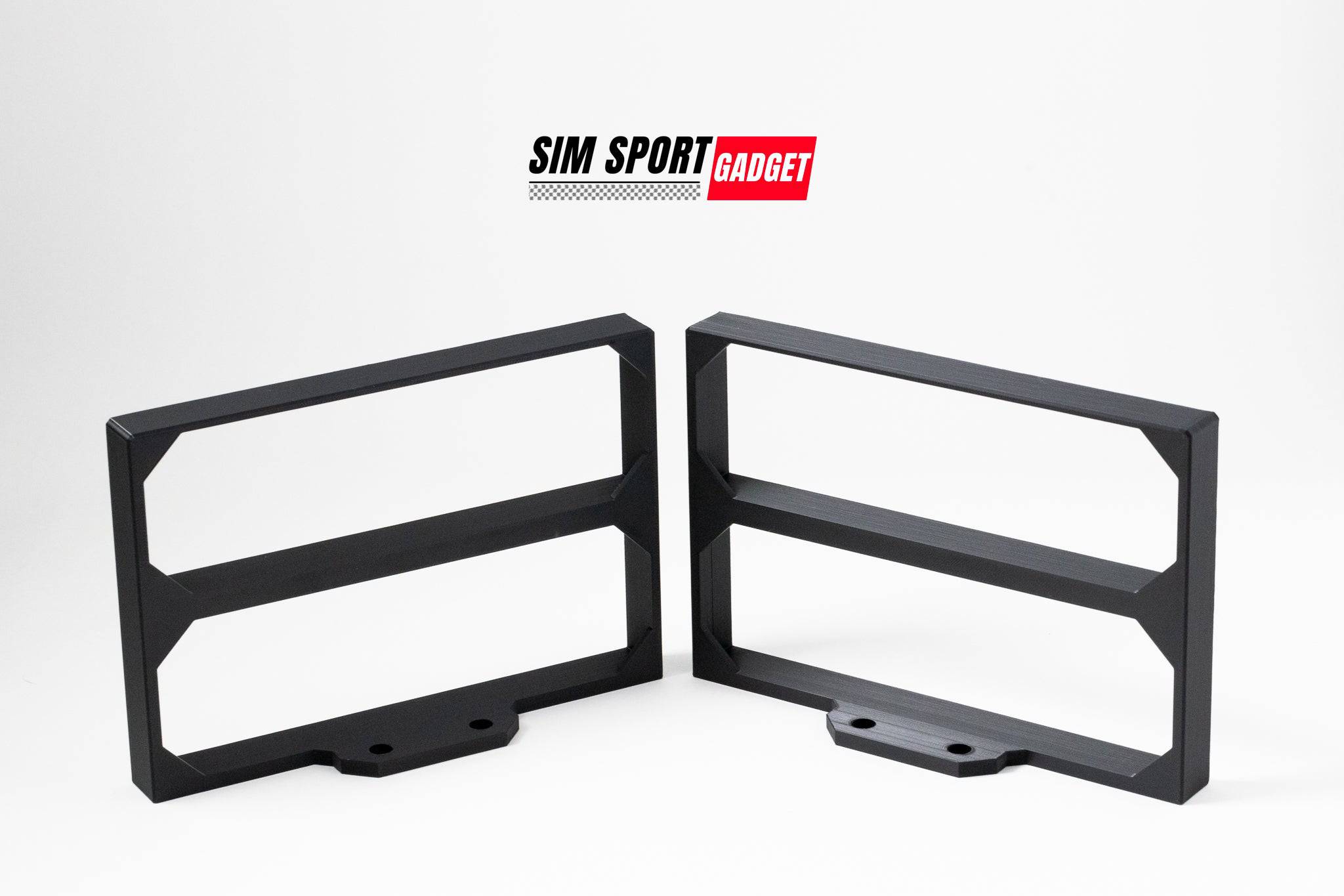 SimSportGadget Buttkicker Gamer 2 amplifier power brick holder with white logo, mounted bracket for secure placement.