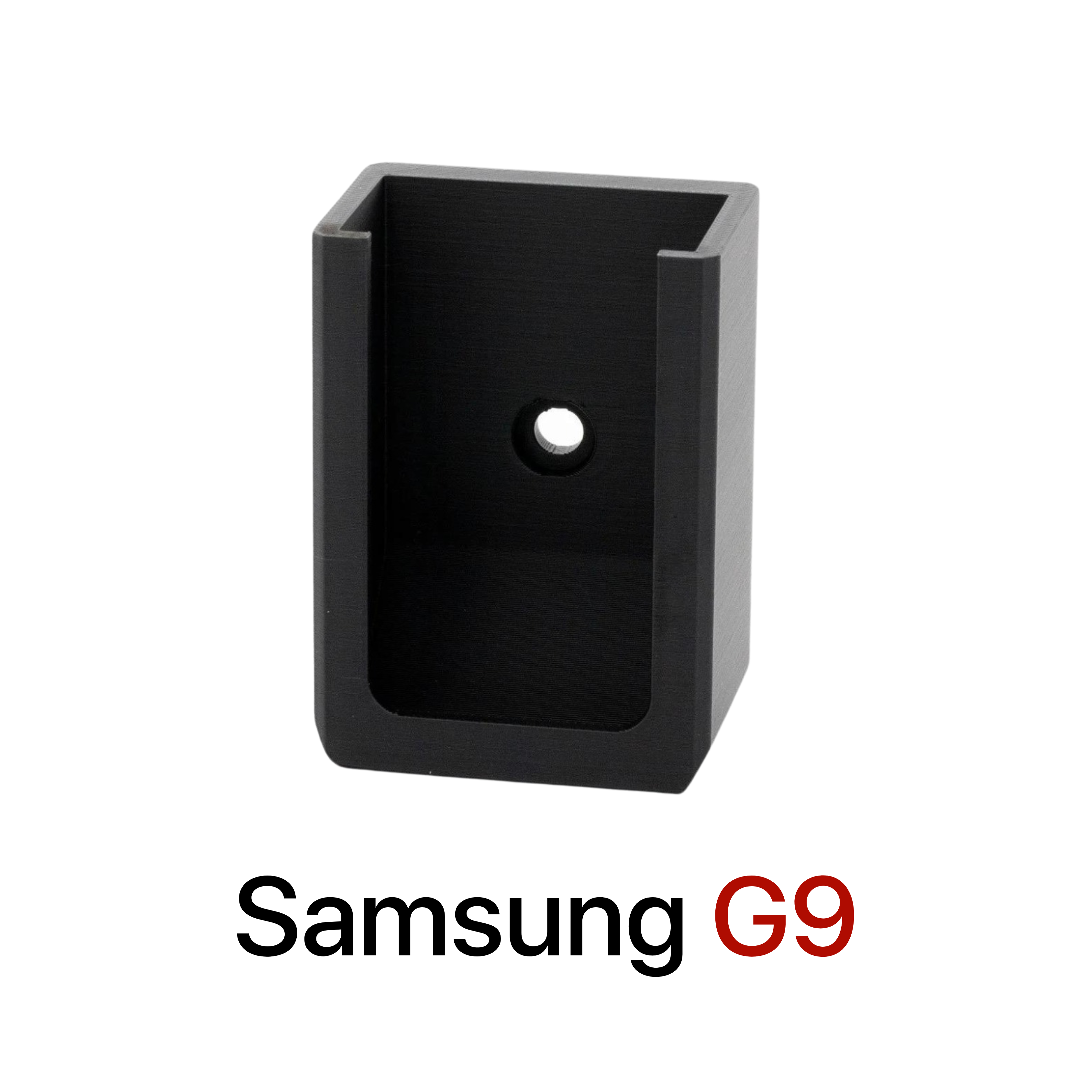 Samsung G9 49-inch monitor with remote mount by SimSportGadget, showing the monitor's sleek screen and mounting hardware.