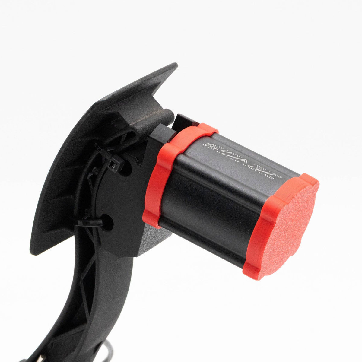 Simagic P-HPR colored end caps for pedal mod, featuring vibrant red and black accents from SimSportGadget.