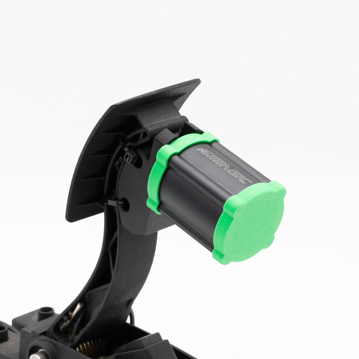 Simagic P-HPR colored end caps for pedal mod by SimSportGadget, shown attached to racing pedals with vibrant finish