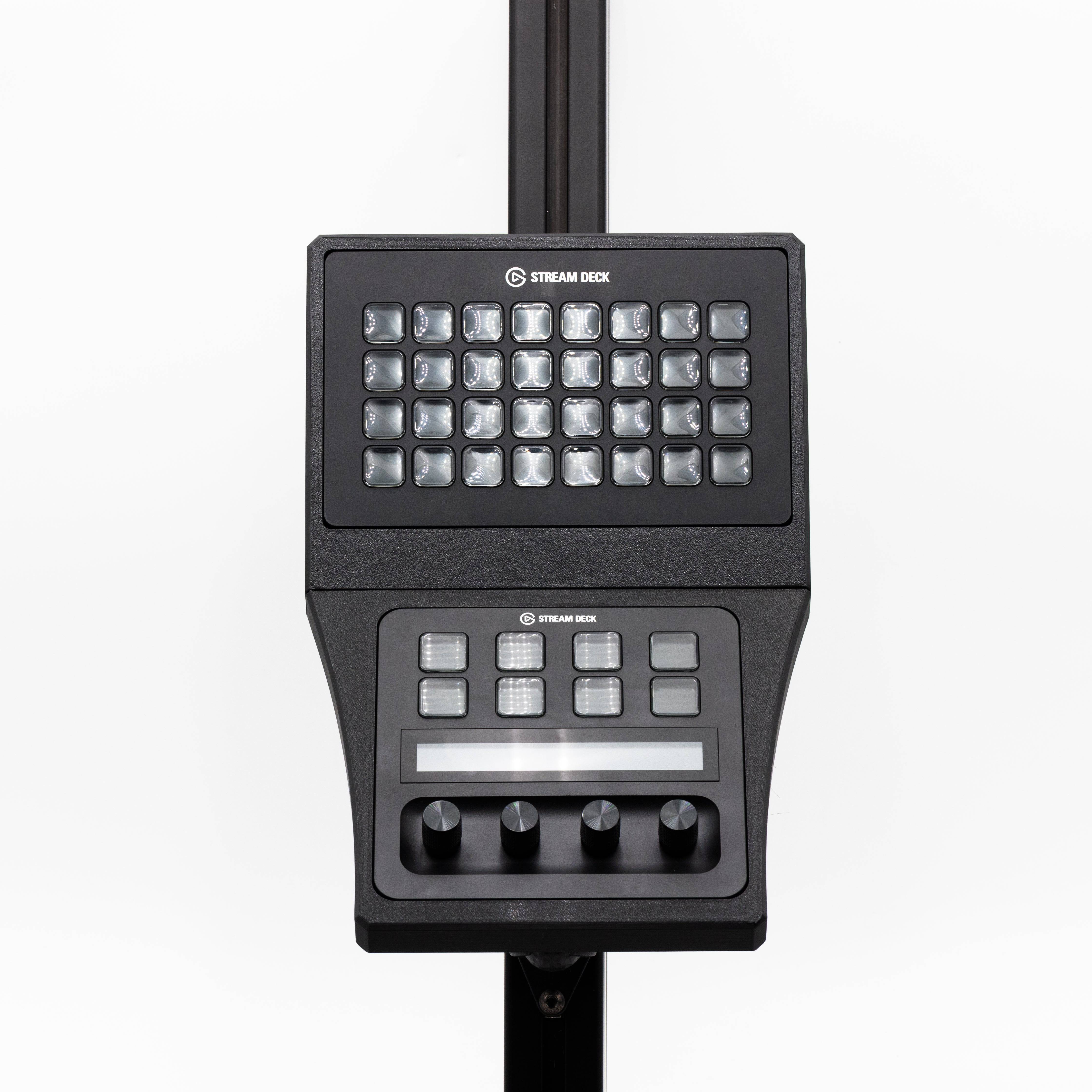 SimSportGadget Stream Deck XL and Plus combo console mount, adjustable holder for easy access to Stream Deck devices.