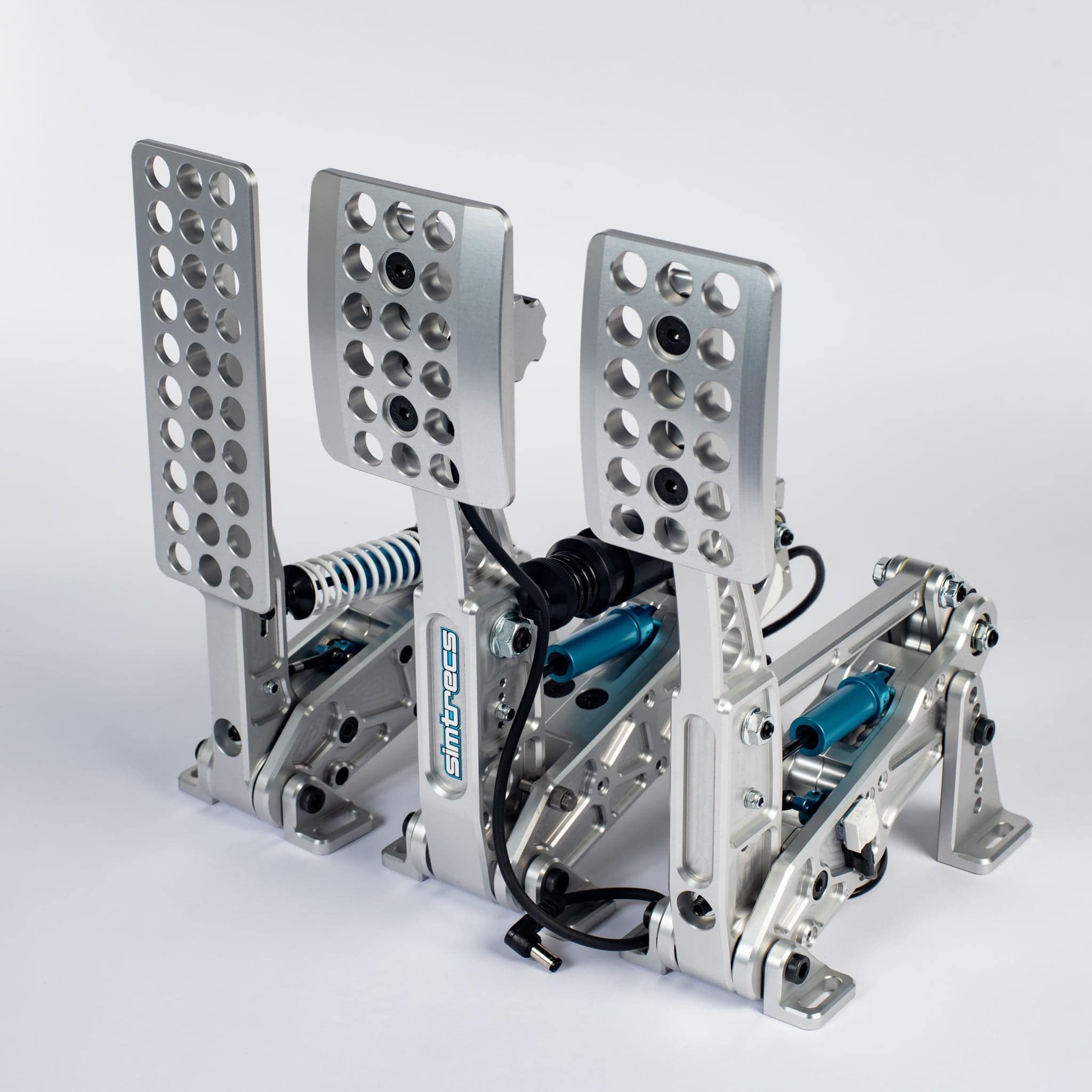 Simtrecs ProPedal GT Mark II pedal set showing durable metal construction with textured foot surfaces for grip.