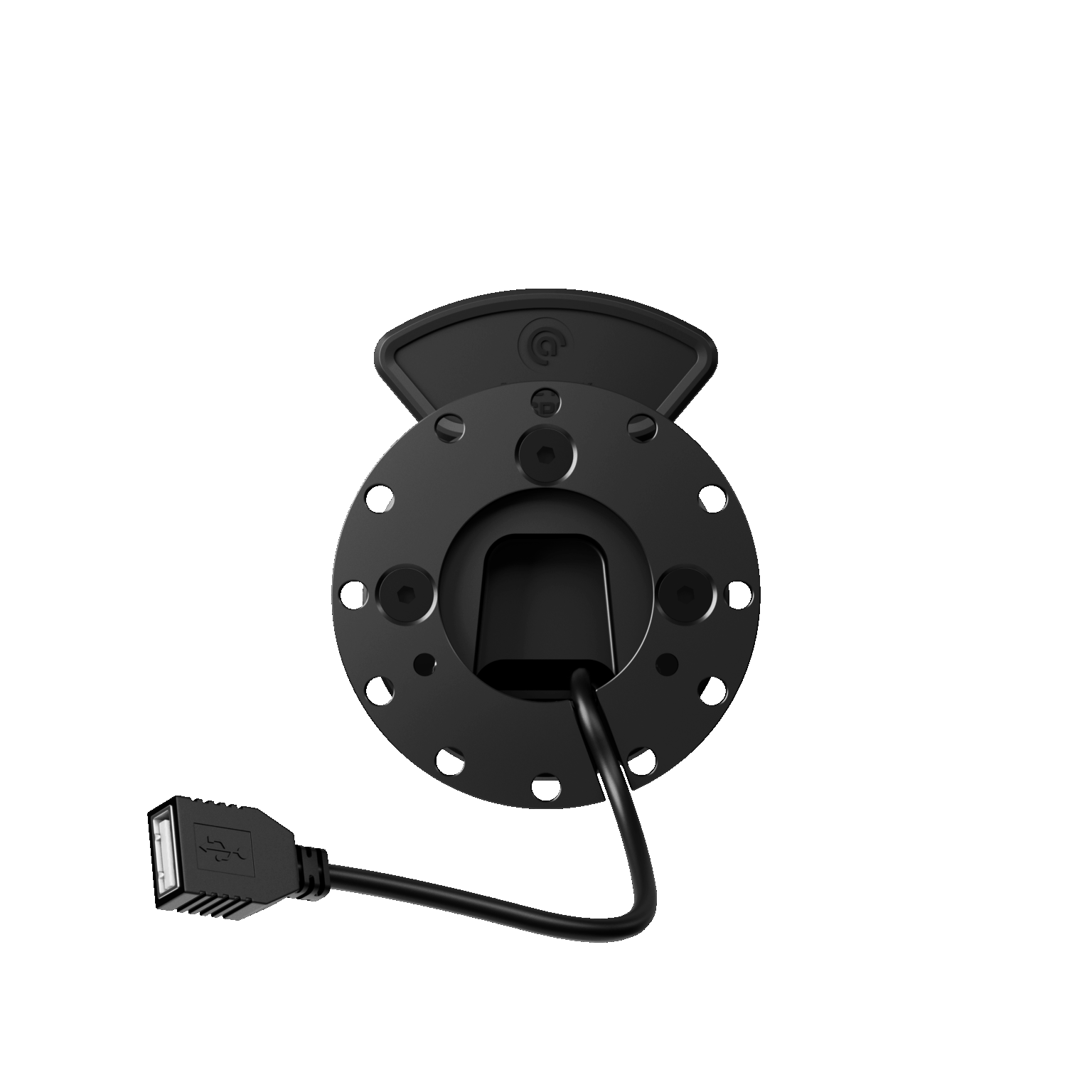 Asetek SimSports Asetek Racing Universal QR Adapter USB-A for wheel rim accessories, showing the back side with connection ports.