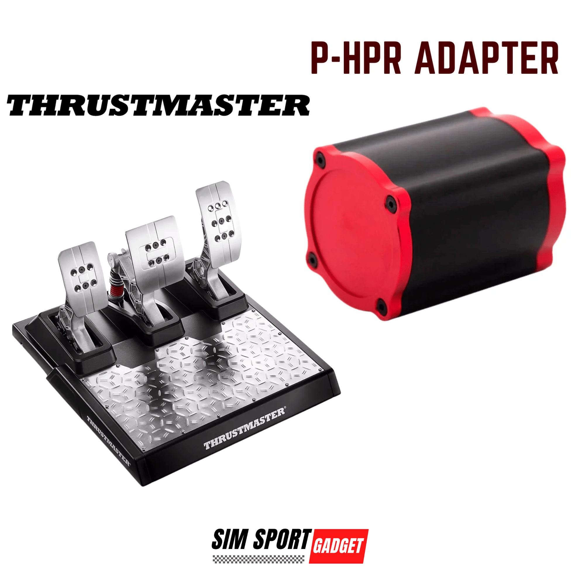 SimSportGadget Thrustmaster T-LCM and Simagic P-HPR pedal mount for racing sim pedals, sturdy metal construction with mounting holes