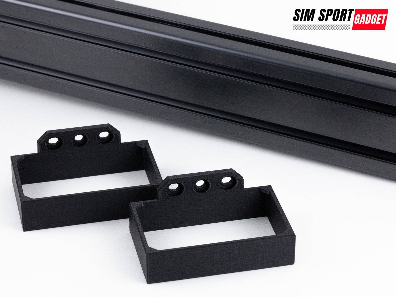SimSportGadget Power Brick Bracket for Samsung Odyssey G8 34-inch monitor power brick, mounted securely for cable management.