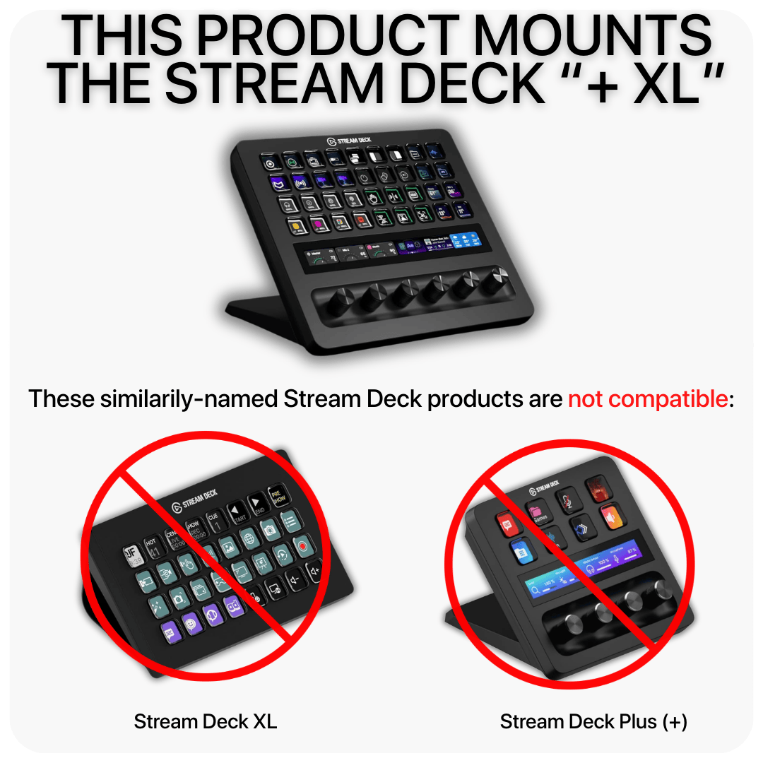 SimSportGadget Stream Deck + XL enclosure with metal swivel mount for customizable streaming setup.