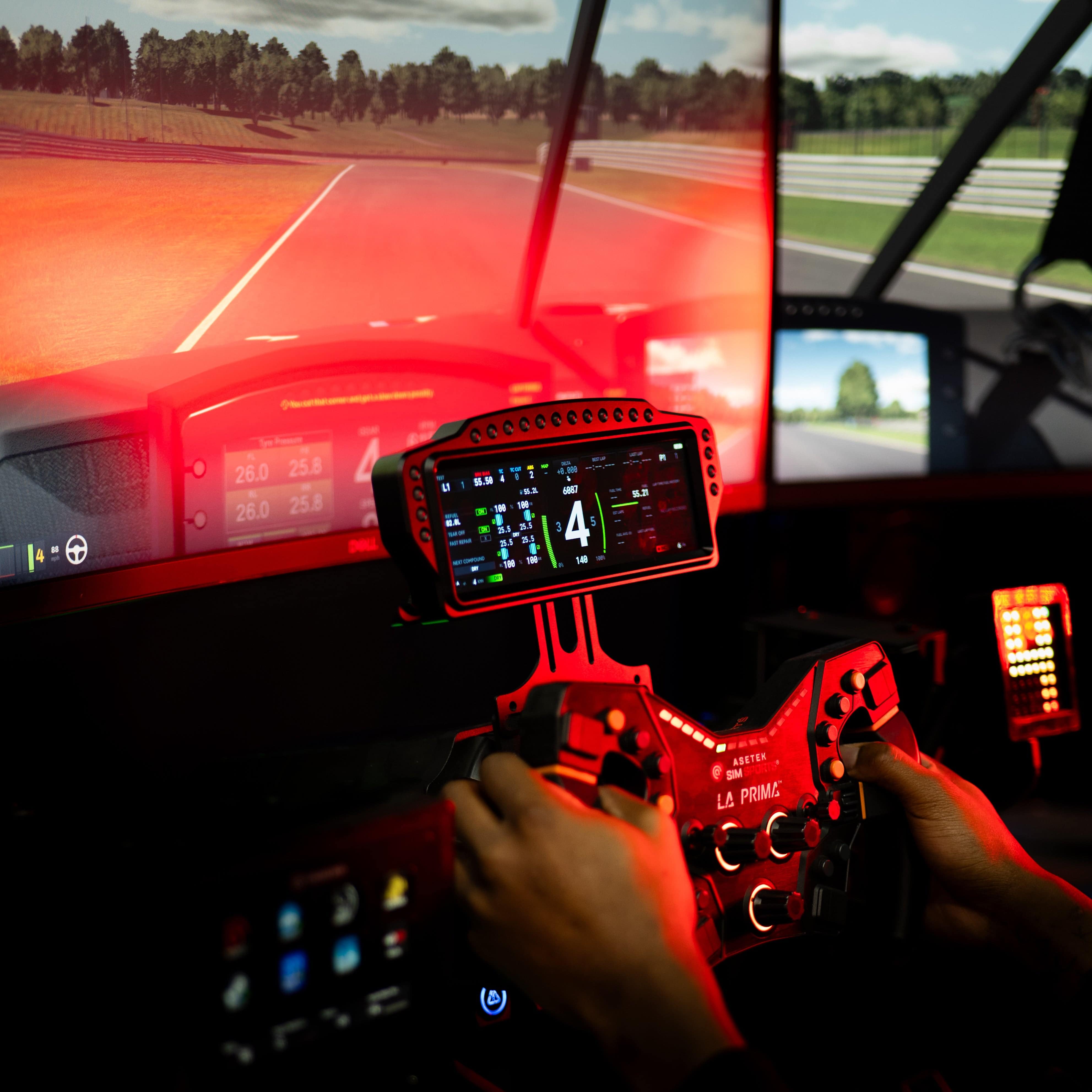 Electronic SSG Dashboard Display DV-8 by SimSportGadget showing digital readouts and controls on a sleek black panel