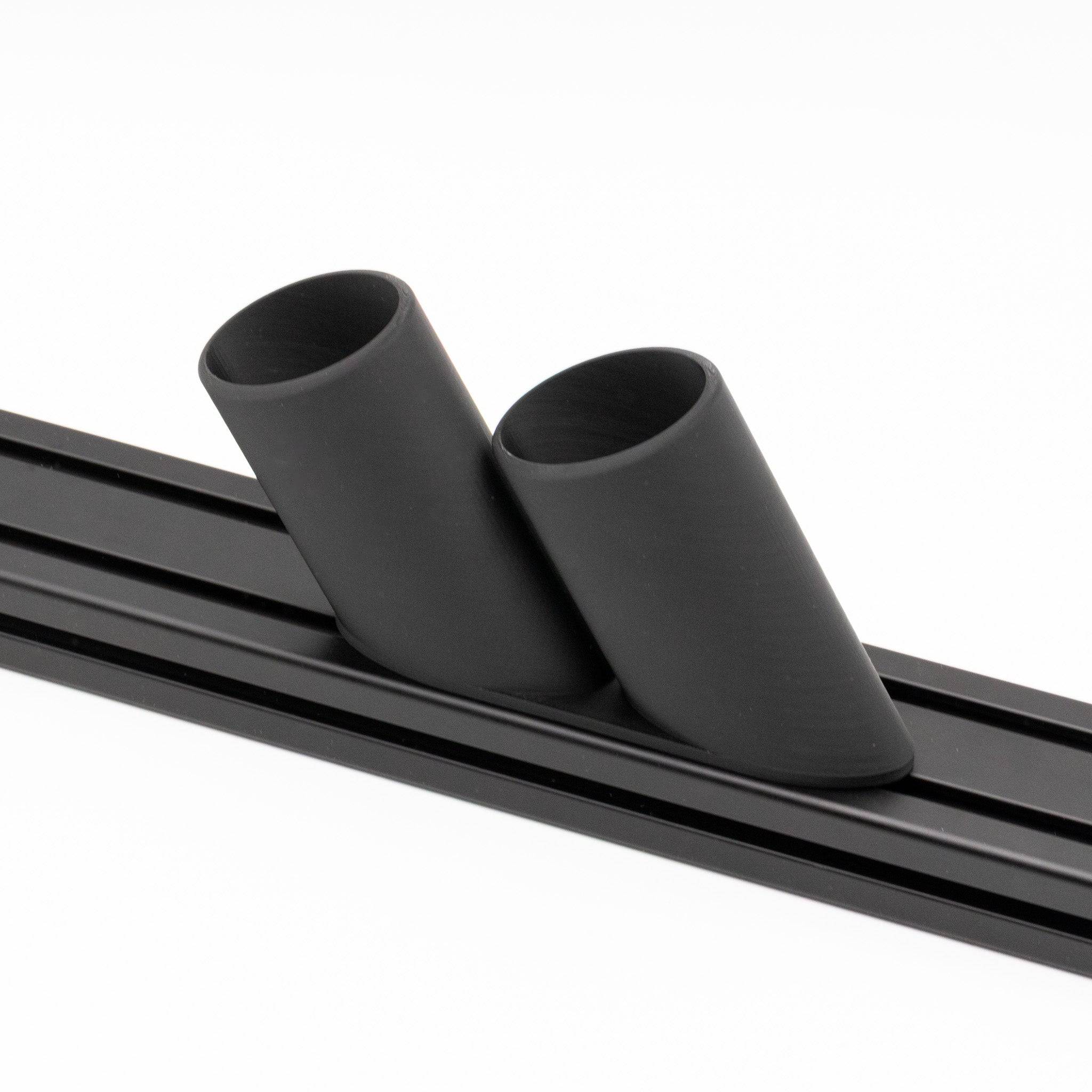 Pair of faux slanted exhaust pipes accessories by SimSportGadget, featuring a realistic metallic finish and angled design.