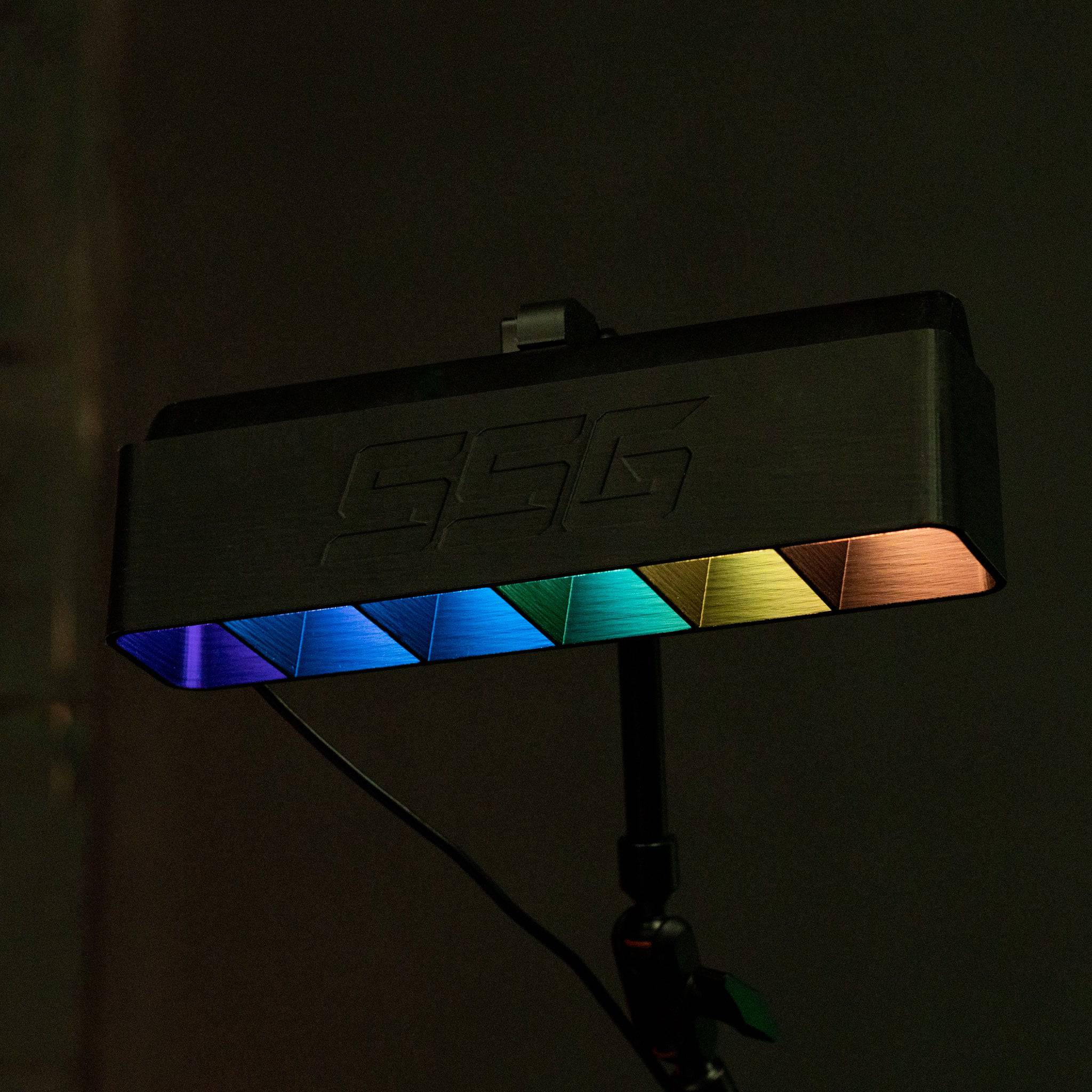 SimSportGadget shade diffuser cover mounted on Govee LED smart light bar, designed to soften and diffuse light for improved ambiance.