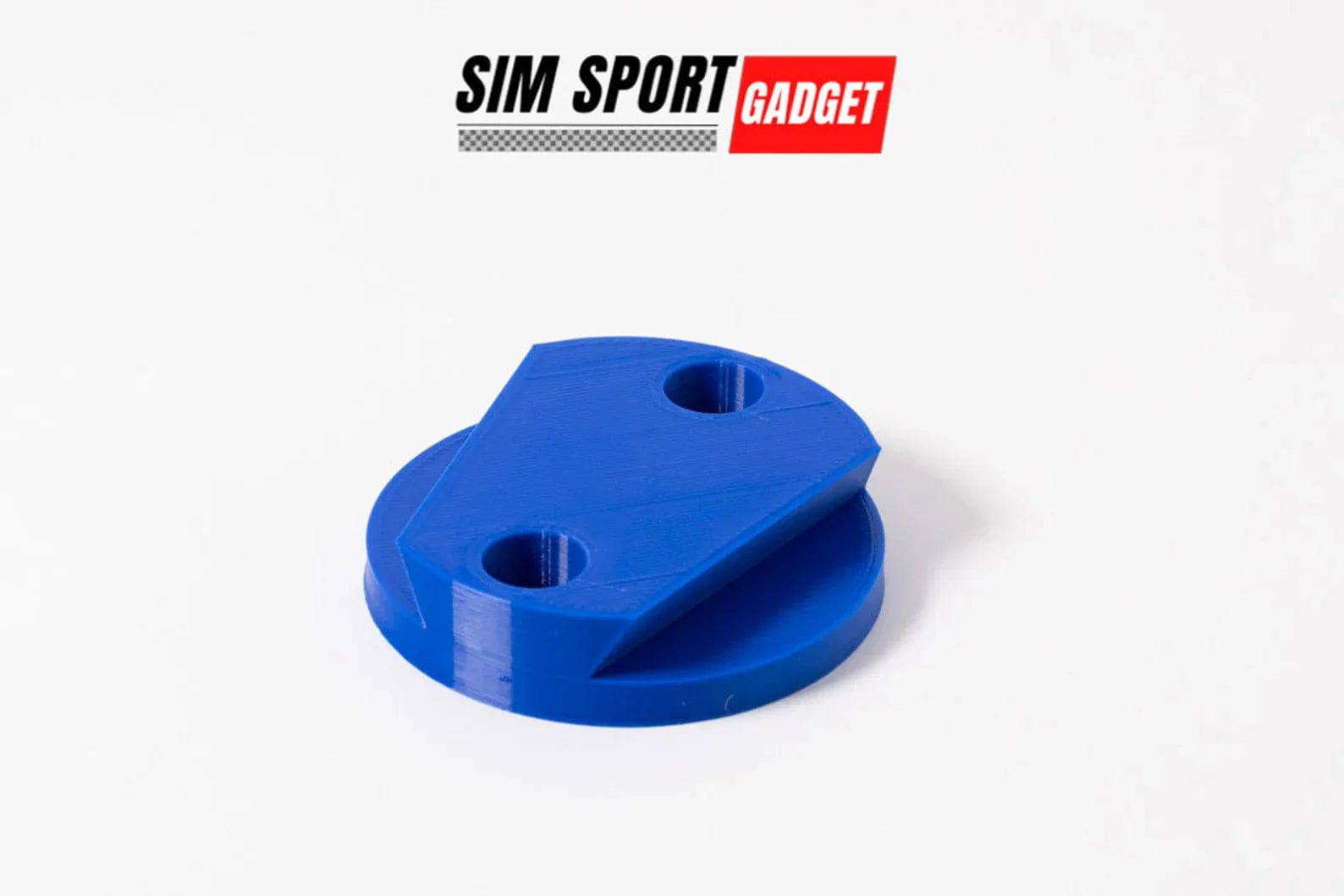 SimSportGadget wheel mount for Simucube quick release system, wall-mounted for secure sim racing wheel setup.