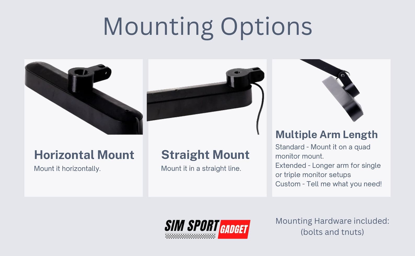 SimSportGadget Hue Play Bar Light Mount attached to a wall, showcasing adjustable bracket for easy installation of smart LED lights.