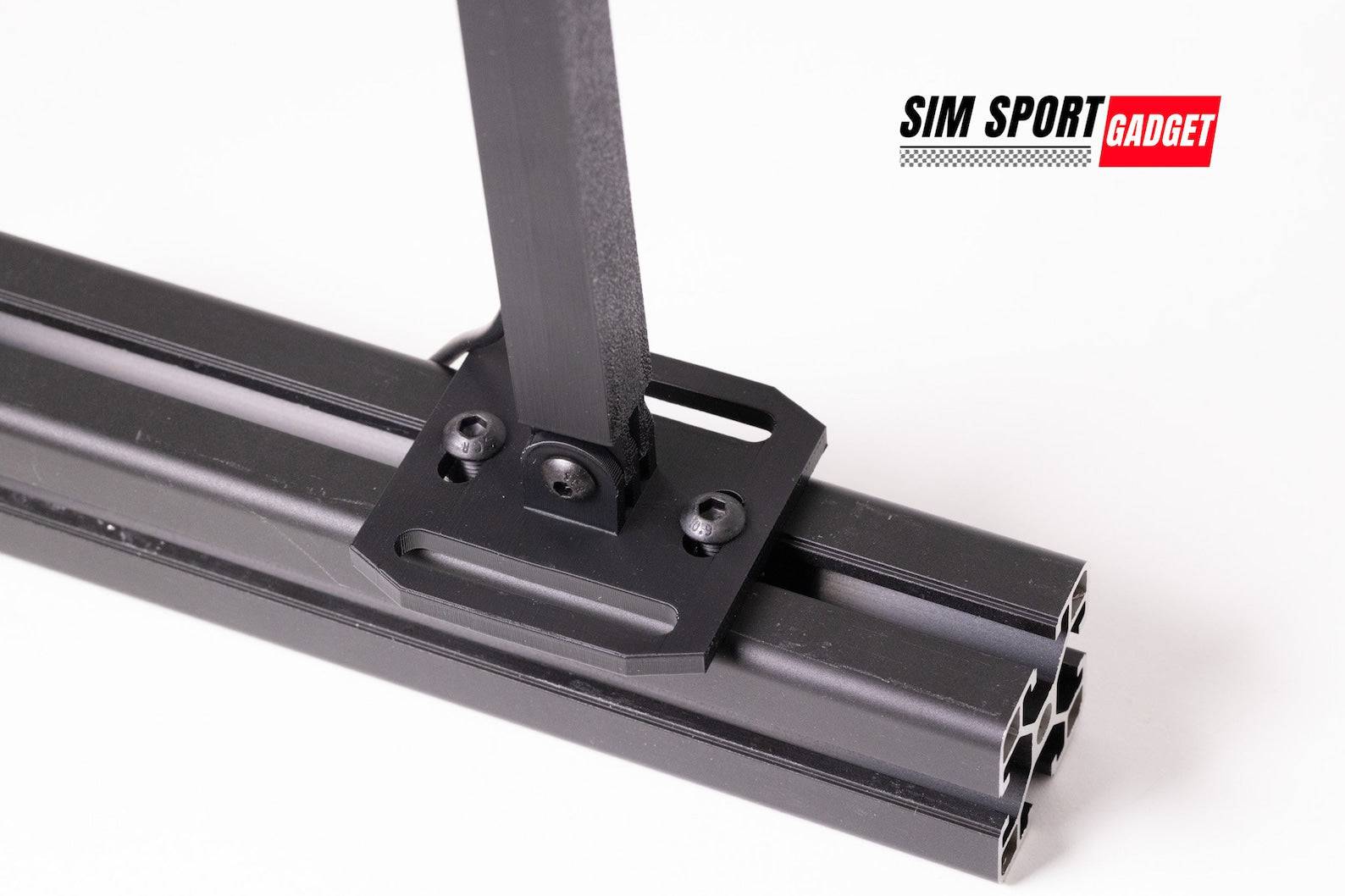 SimSportGadget Hue Play Bar Light Mount showing a sleek black mount attached to a Hue Play Light for flexible positioning.