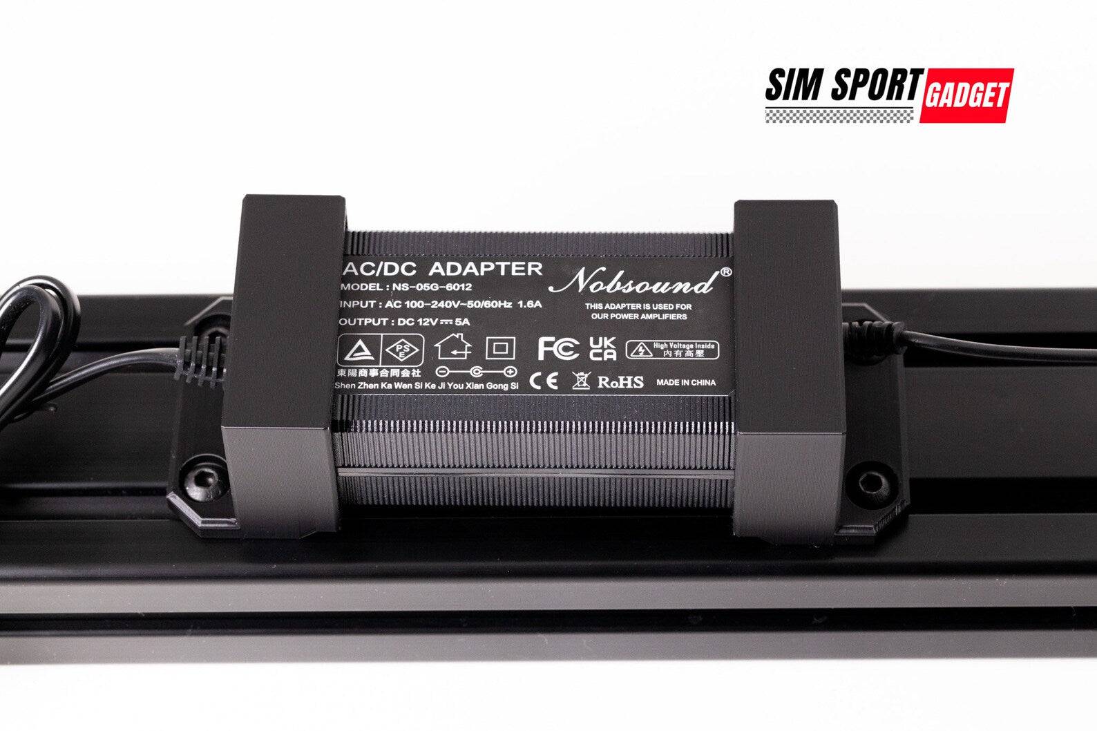 SimSportGadget Nobsound Mini Power Brick Holder bracket securing small power bricks with a sturdy, compact design.