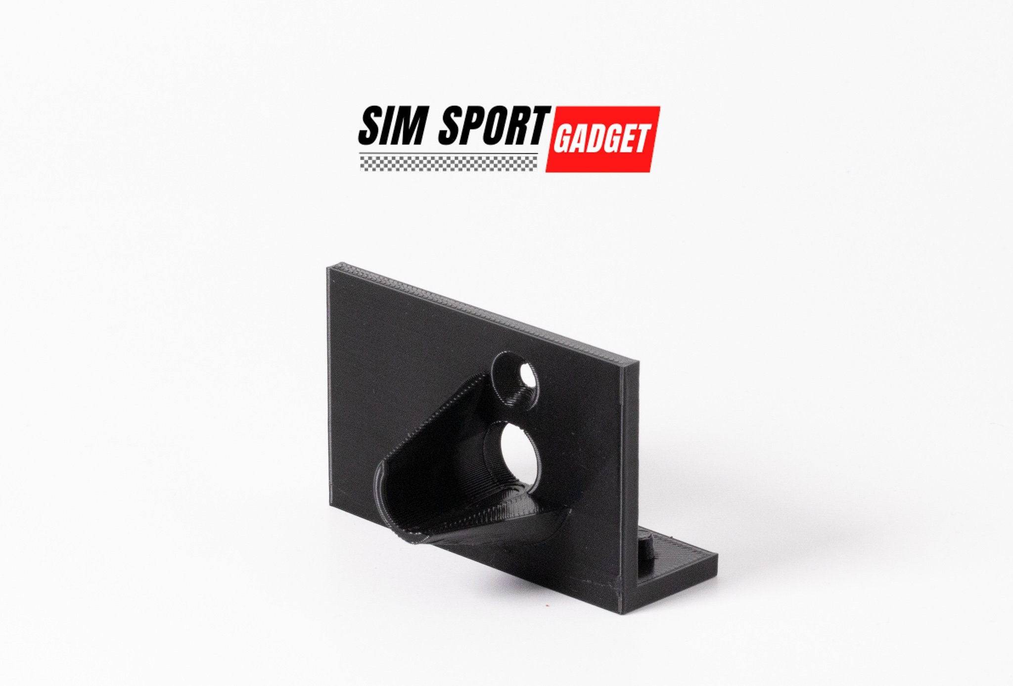 SimSportGadget Fanatec handbrake cable protector mounted on accessories mount, preventing cable damage during racing sim sessions.
