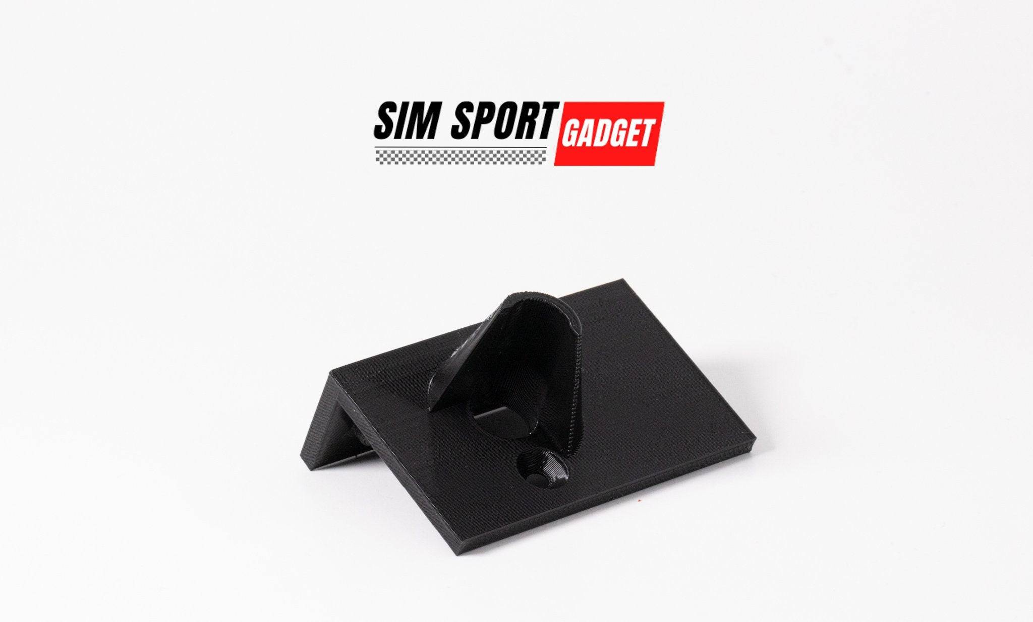 Fanatec handbrake cable protector attached to accessories mount by SimSportGadget, preventing cable damage during gaming sessions.