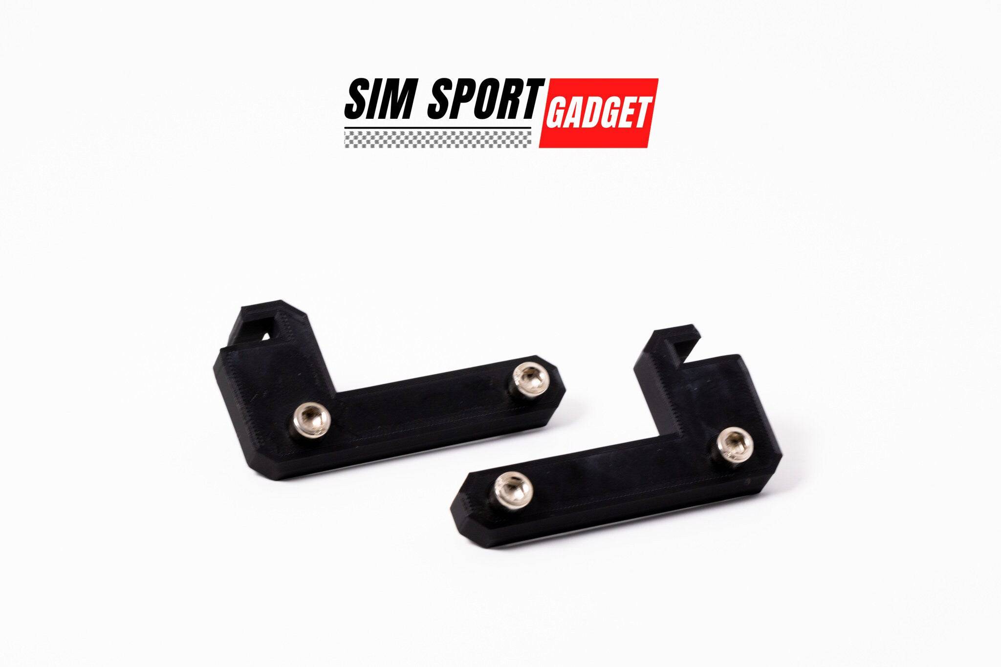 SimSportGadget Fanatec DD1/DD2 tablet holder mounted on accessories mount for sim racing setups, with adjustable grip for tablets.