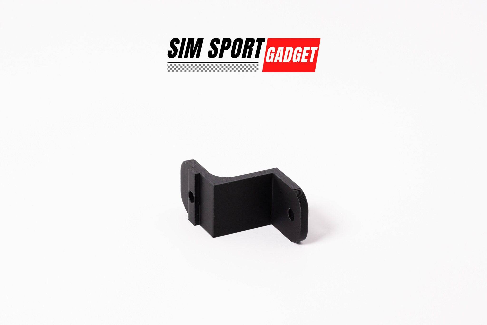 SimSportGadget Fanatec E-stop emergency button offset side mount for sim racing accessories, shown attached to a racing wheel.