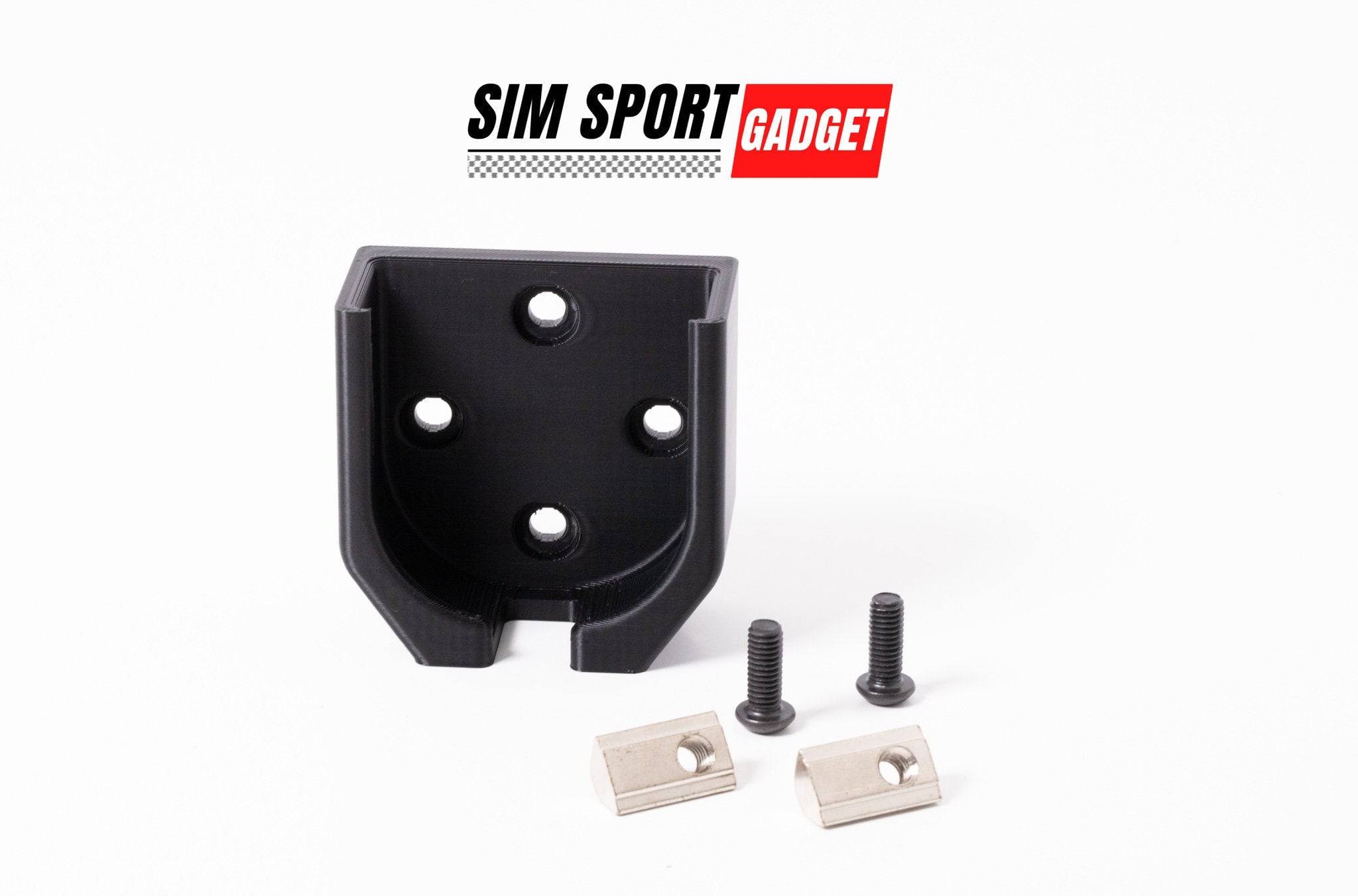 SimSportGadget Buttkicker remote mount accessory, durable black mounting bracket for enhanced audio experience.