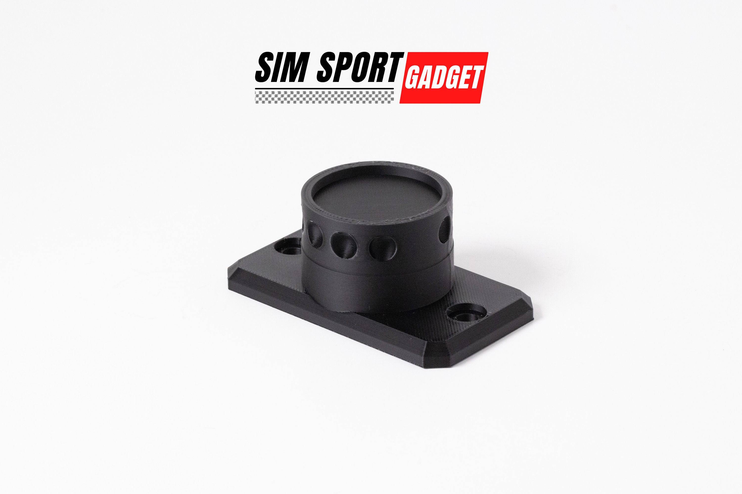 SimSportGadget wheel mount wall bracket for Moza quick release, securely holding the racing wheel on a wall.