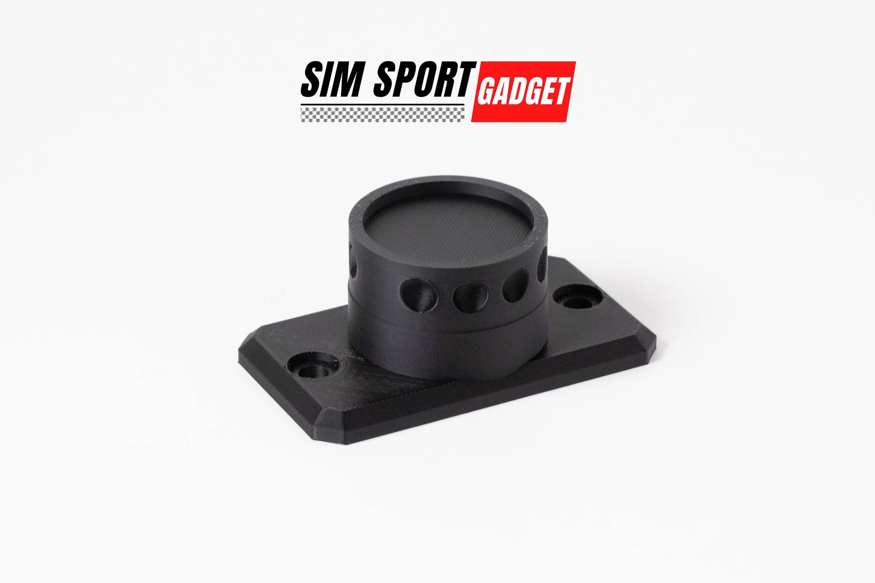 SimSportGadget wheel wall mount for Moza Quick Release, securely holds the wheel for easy storage and accessibility.