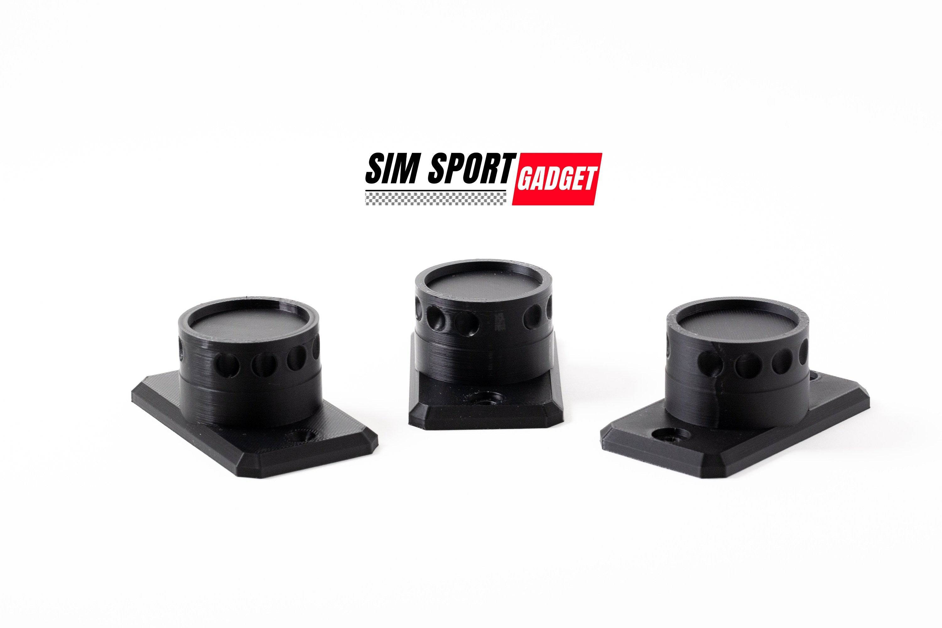 Set of three SimSportGadget profile wheel mounts for AccuForce quick release, designed for secure and easy wheel attachment.