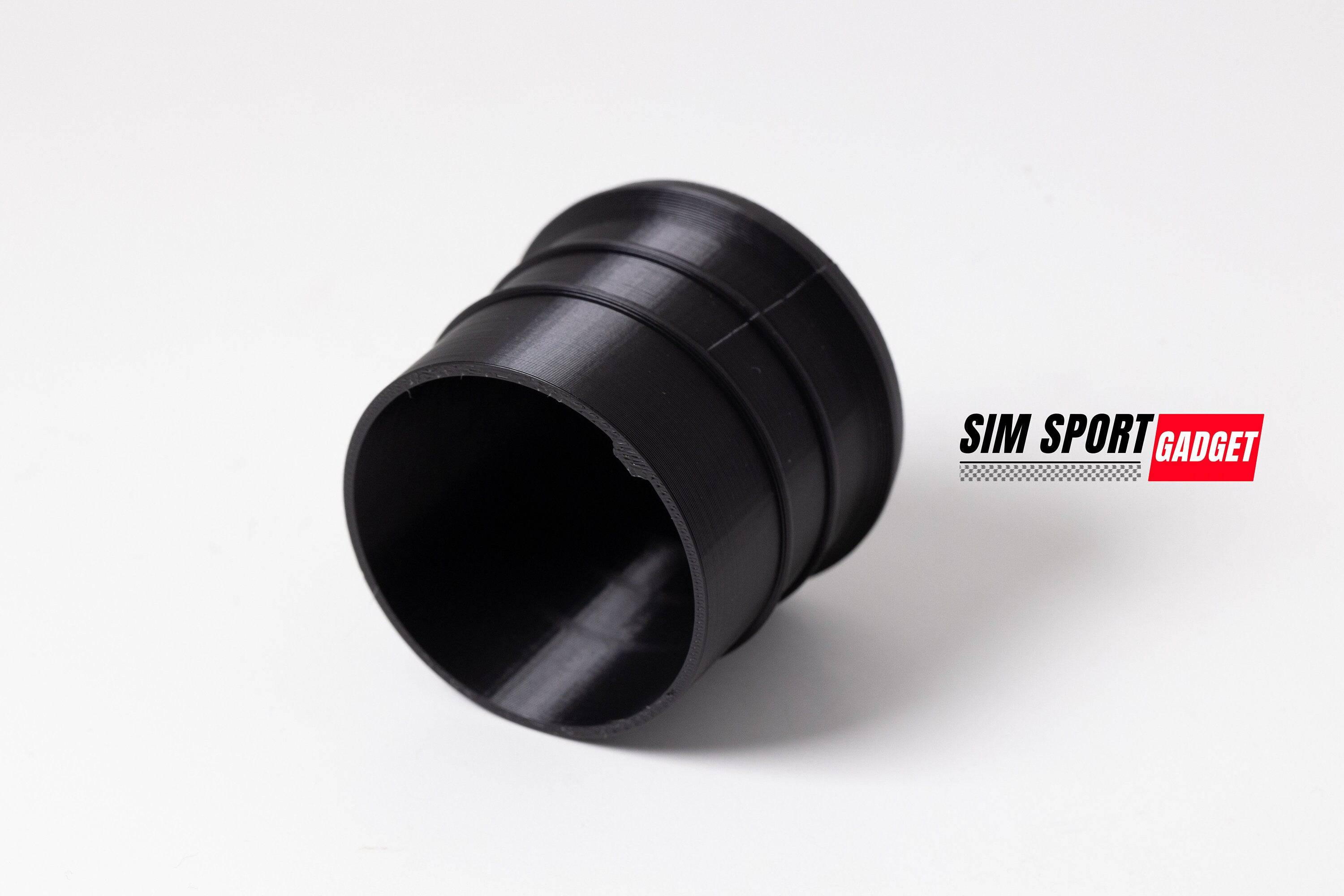 SimSportGadget dust cover for Logitech Pro Racing wheel mount quick release, shown covering the base side of the racing wheel.