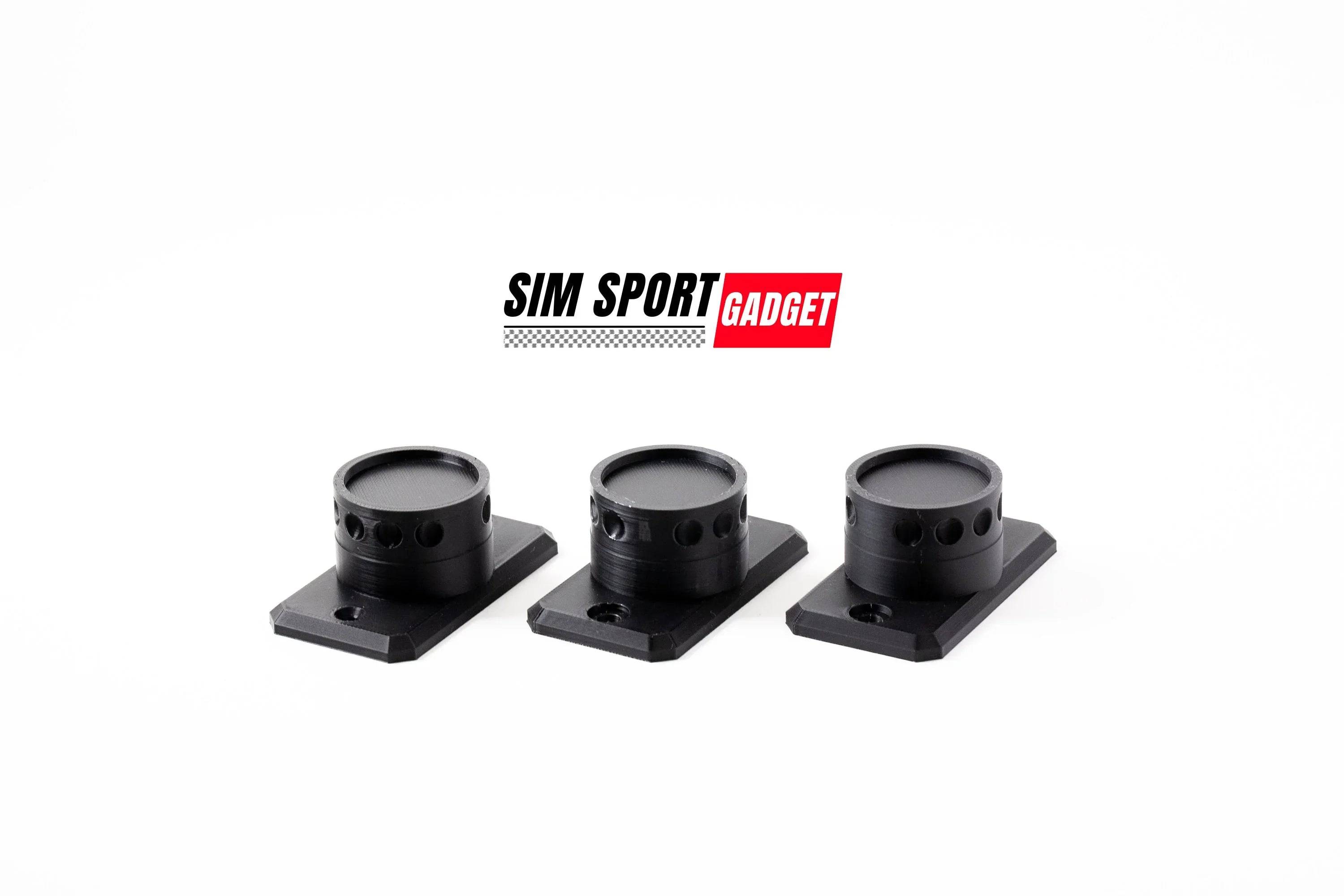 Three Simagic profile wheel mounts for quick release systems, compatible with SimSportGadget steering wheels and setups.