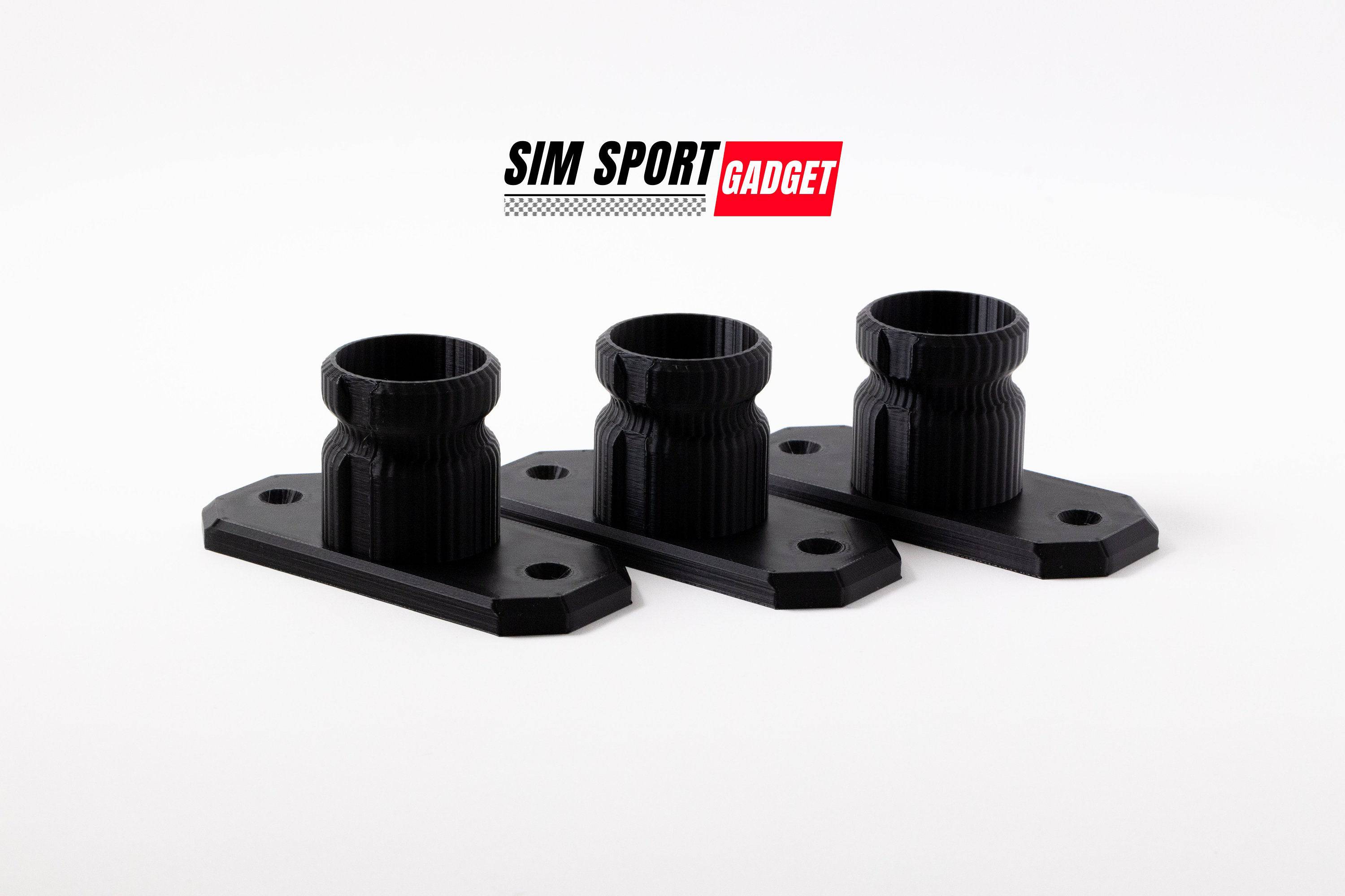 SimSportGadget 3-pack wall mounts for Fanatec QR1 quick release wheel mounts, ideal for racing sim setup organization.