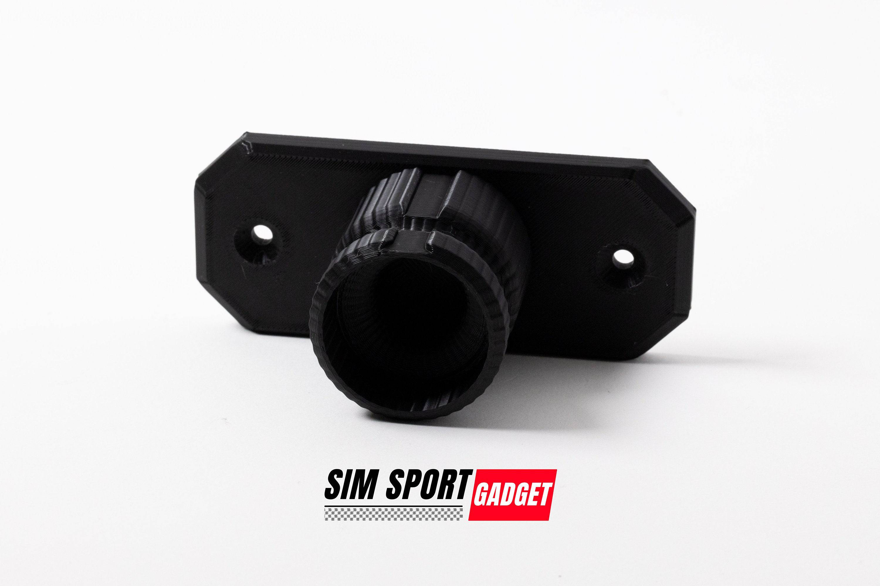 SimSportGadget wall mount for Fanatec quick release wheel mount, showing sturdy bracket and mounting hardware for gaming steering wheels.