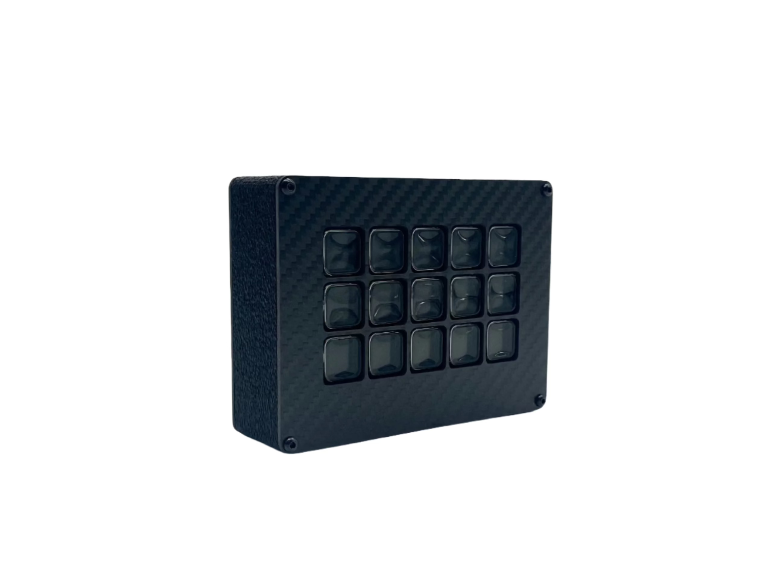 Apex Sim Racing Stream Deck Mount button box with multiple programmable buttons for racing simulation setups.