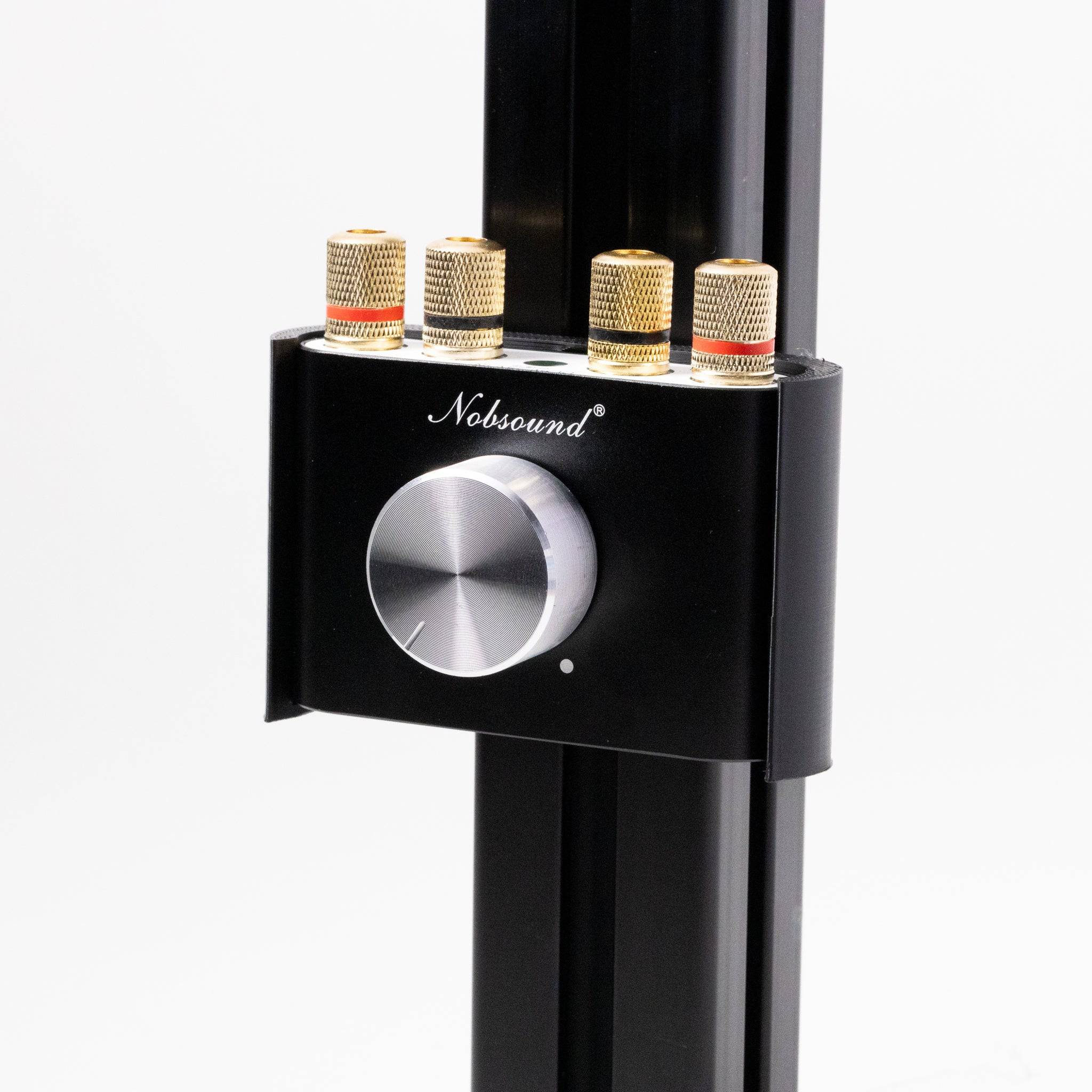 SimSportGadget Nobsound NS-01G mini sim rig mount accessory with a sleek design and sturdy construction, shown with a cat in the image.