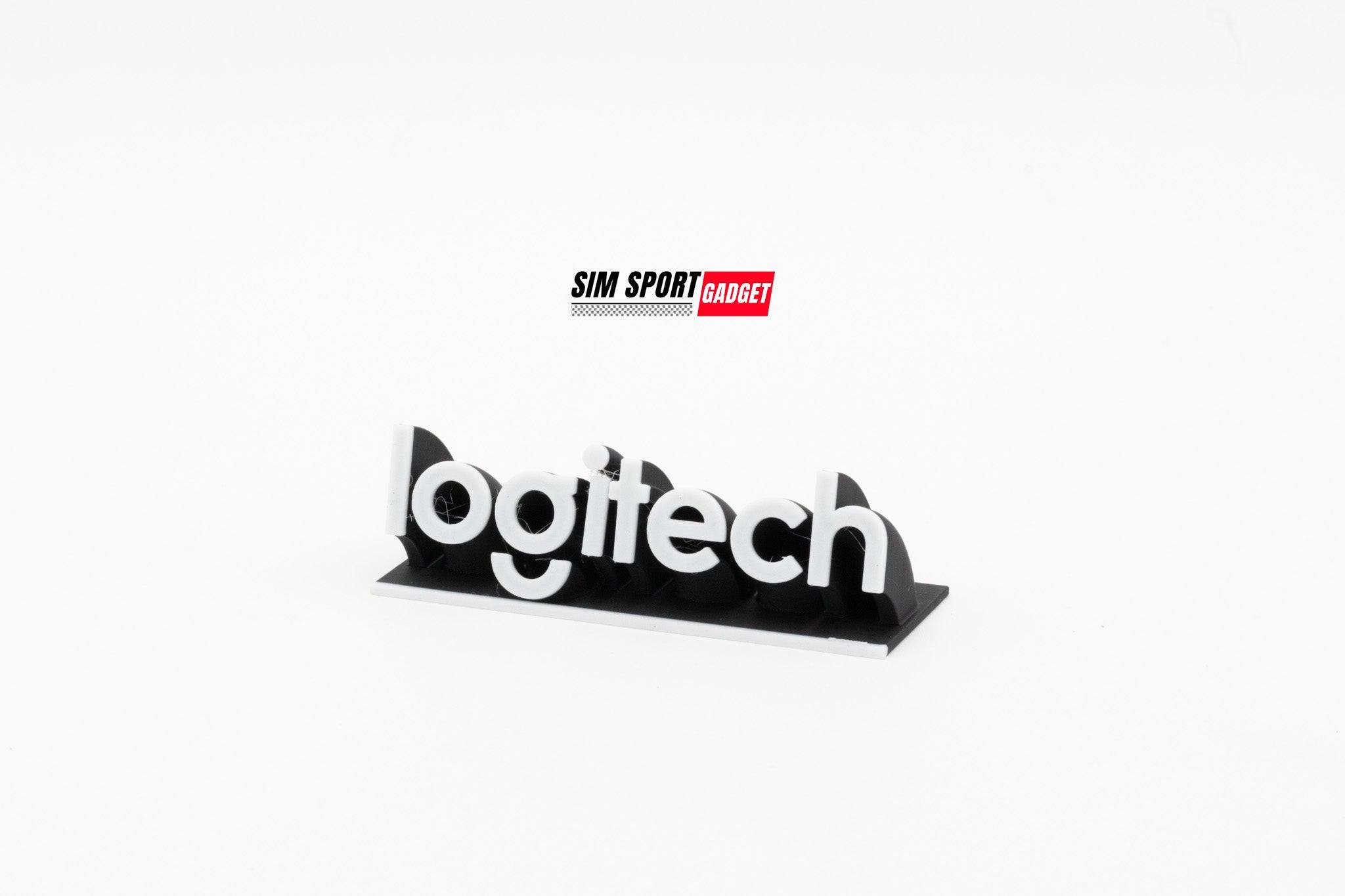 SimSportGadget Logitech logo decor, 5-inch metal wall art featuring the iconic Logitech branding for stylish office or gaming room decor.