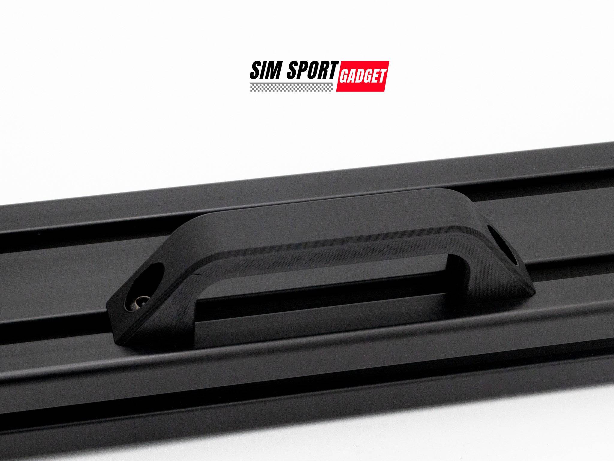 SimSportGadget handle for SimRig accessories mount, sturdy black metal attachment for gaming racing simulation setups