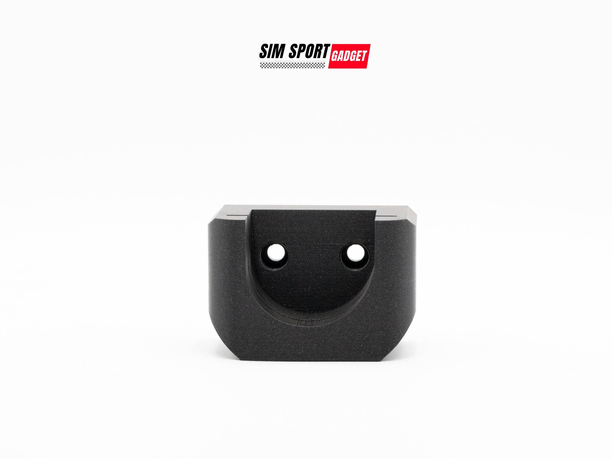SimSportGadget Drop-In Profile Mount for Fanatec QR1 Quick Release wheel mount on a racing wheel setup.