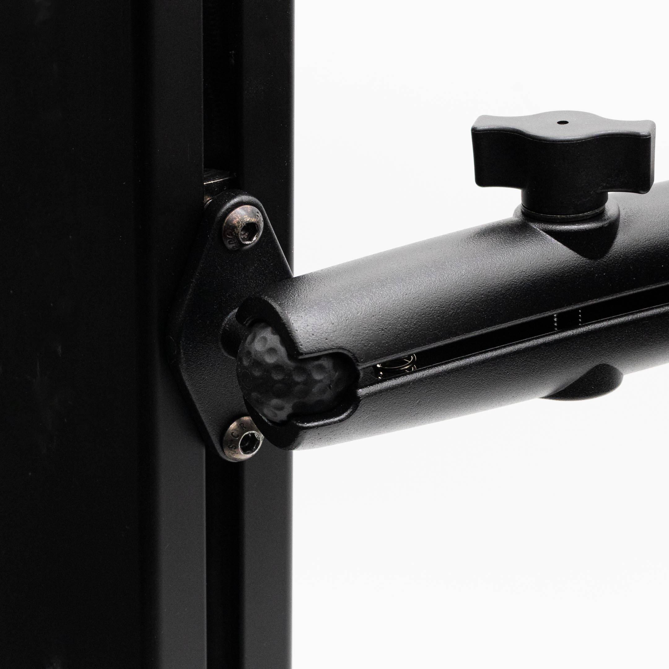 SimSportGadget phone mount with premium articulating aluminum arm, adjustable for secure smartphone positioning.