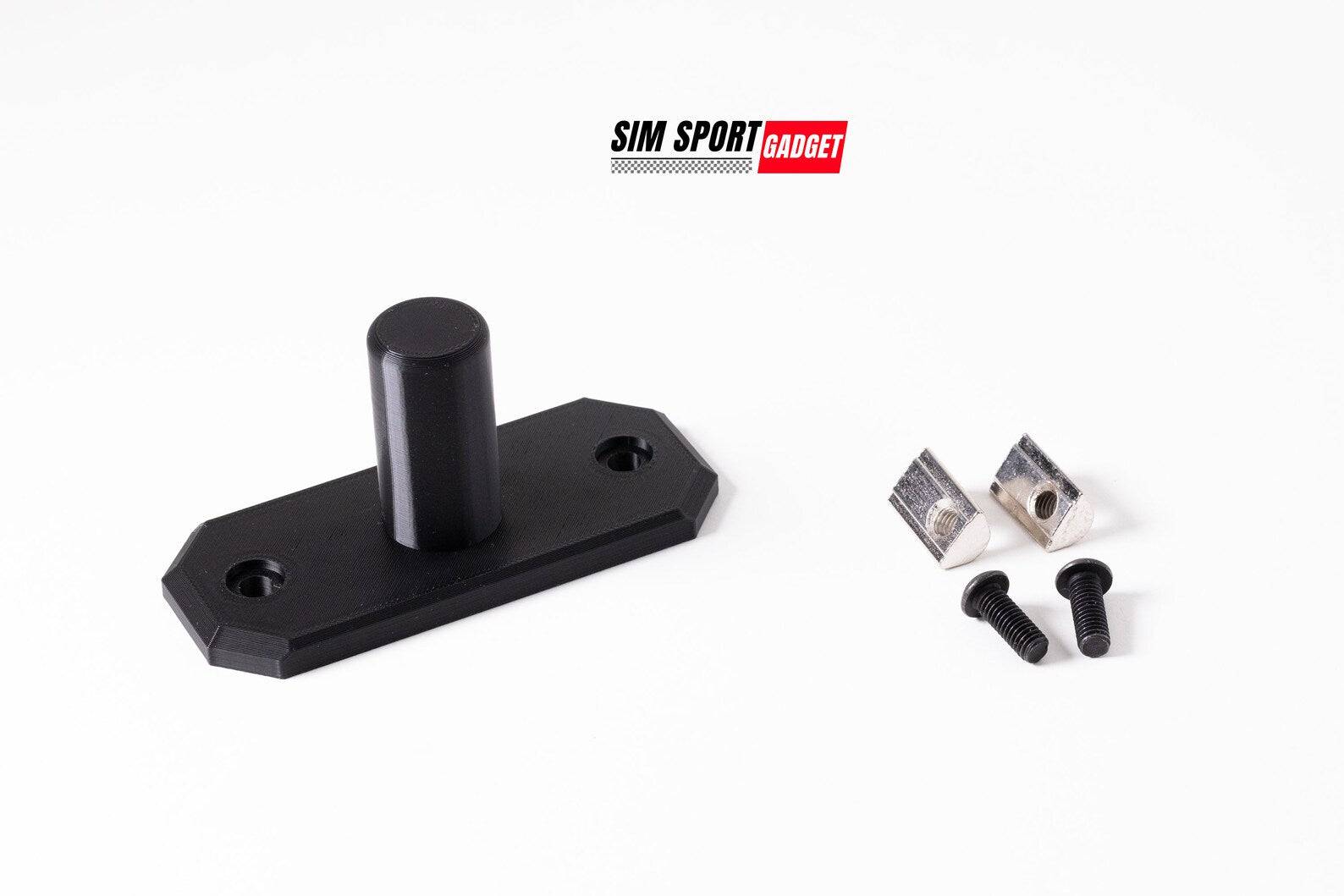 SimSportGadget sim racing coach quick release wheel mount attached to a wall for easy setup and secure hold of racing steering wheels
