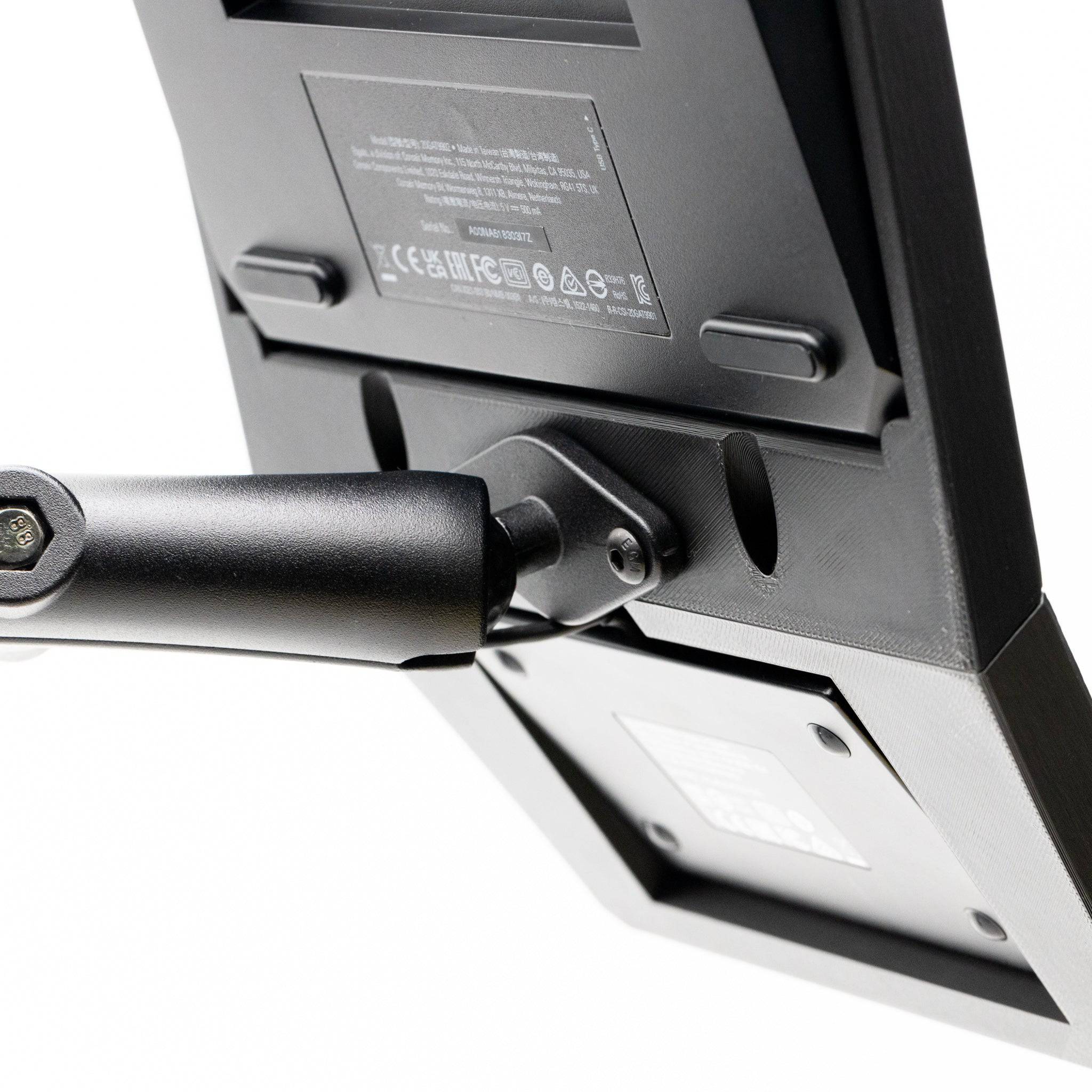 SimSportGadget Stream Deck XL and MK2/MK1 combo mount showing adjustable bracket and secure attachment for Stream Deck consoles
