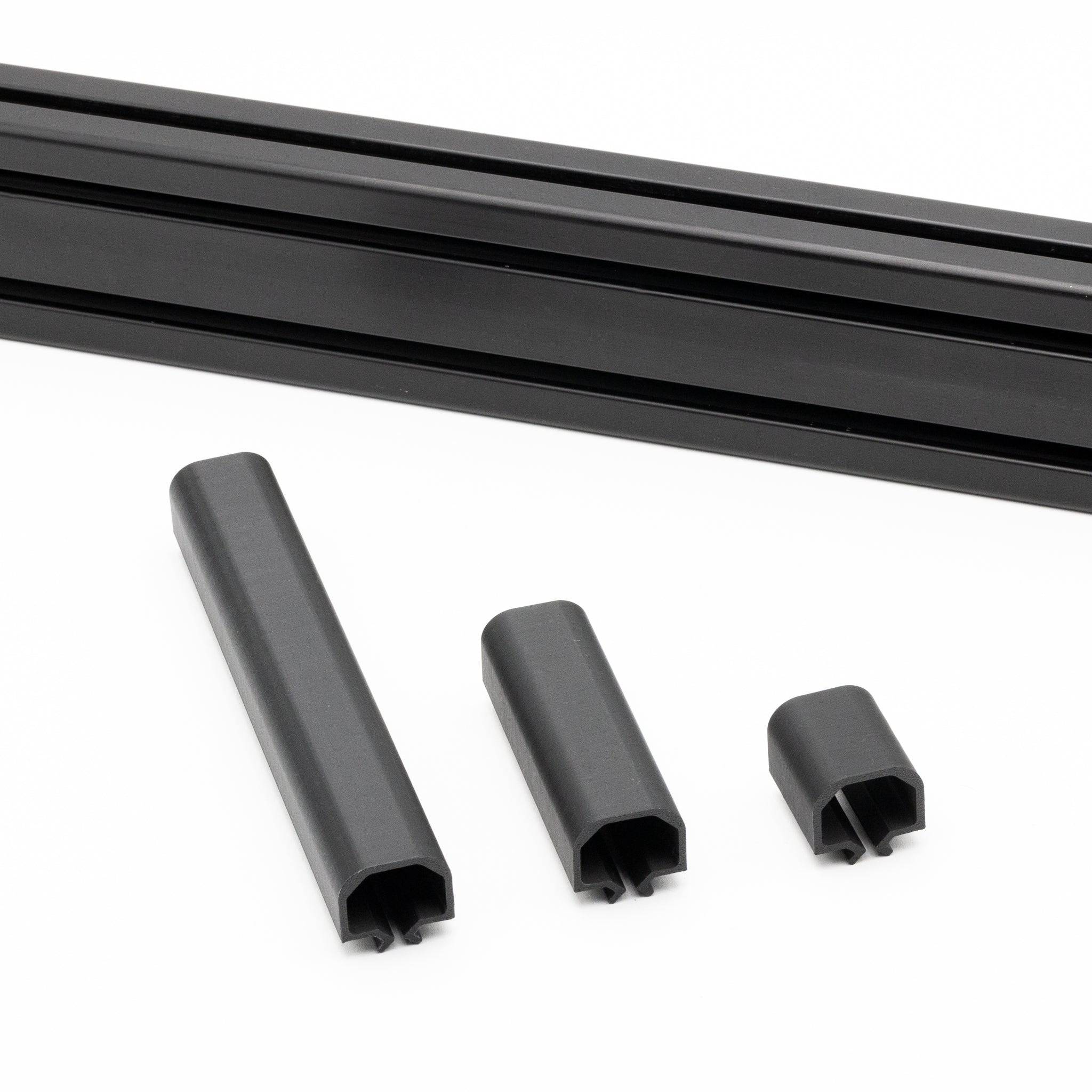SimSportGadget cable management channel with thick cable clip for organizing and securing cables neatly.